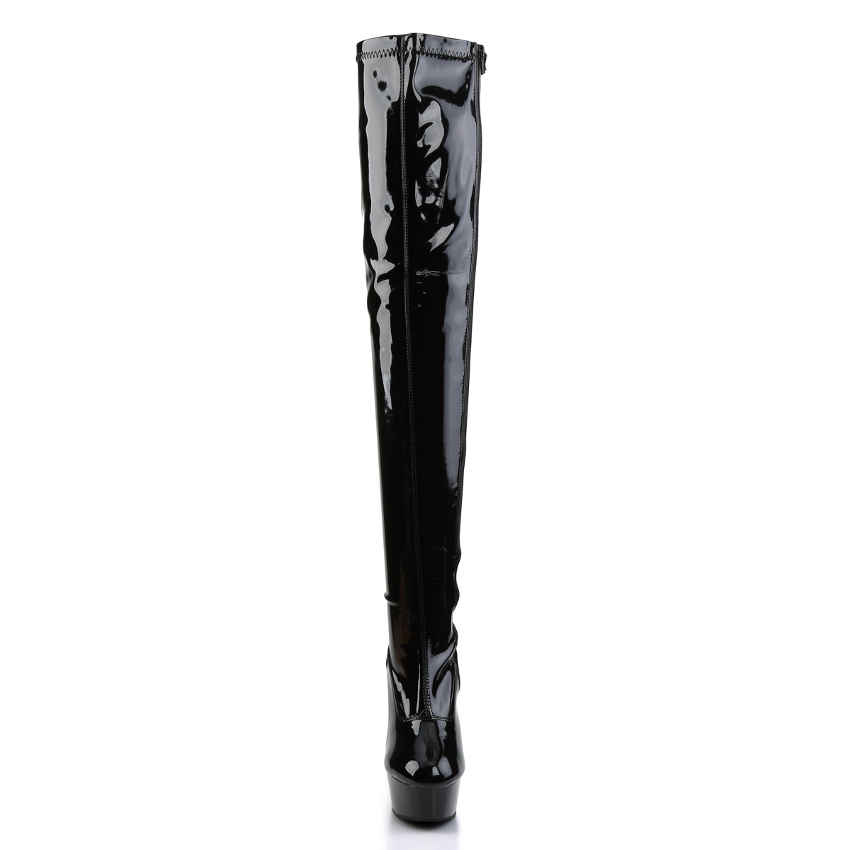 Delight 3000 Stretch Black Patent 6" Platform High Heel Knee Boots - Direct - Totally Wicked Footwear