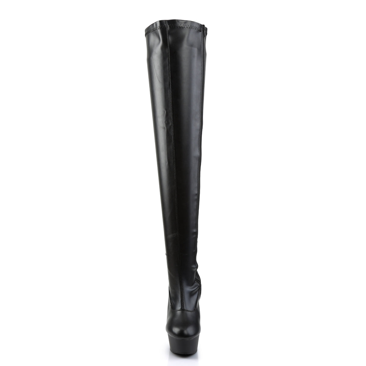 Delight 3000 Stretch Black Matte 6" Platform High Heel Knee Boots - Direct - Totally Wicked Footwear