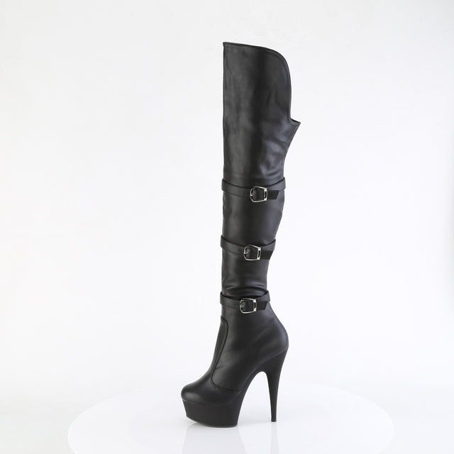 Delight 3018 Black Stretch Matte Platform OTK Boots - 6" High Heels -Direct - Totally Wicked Footwear