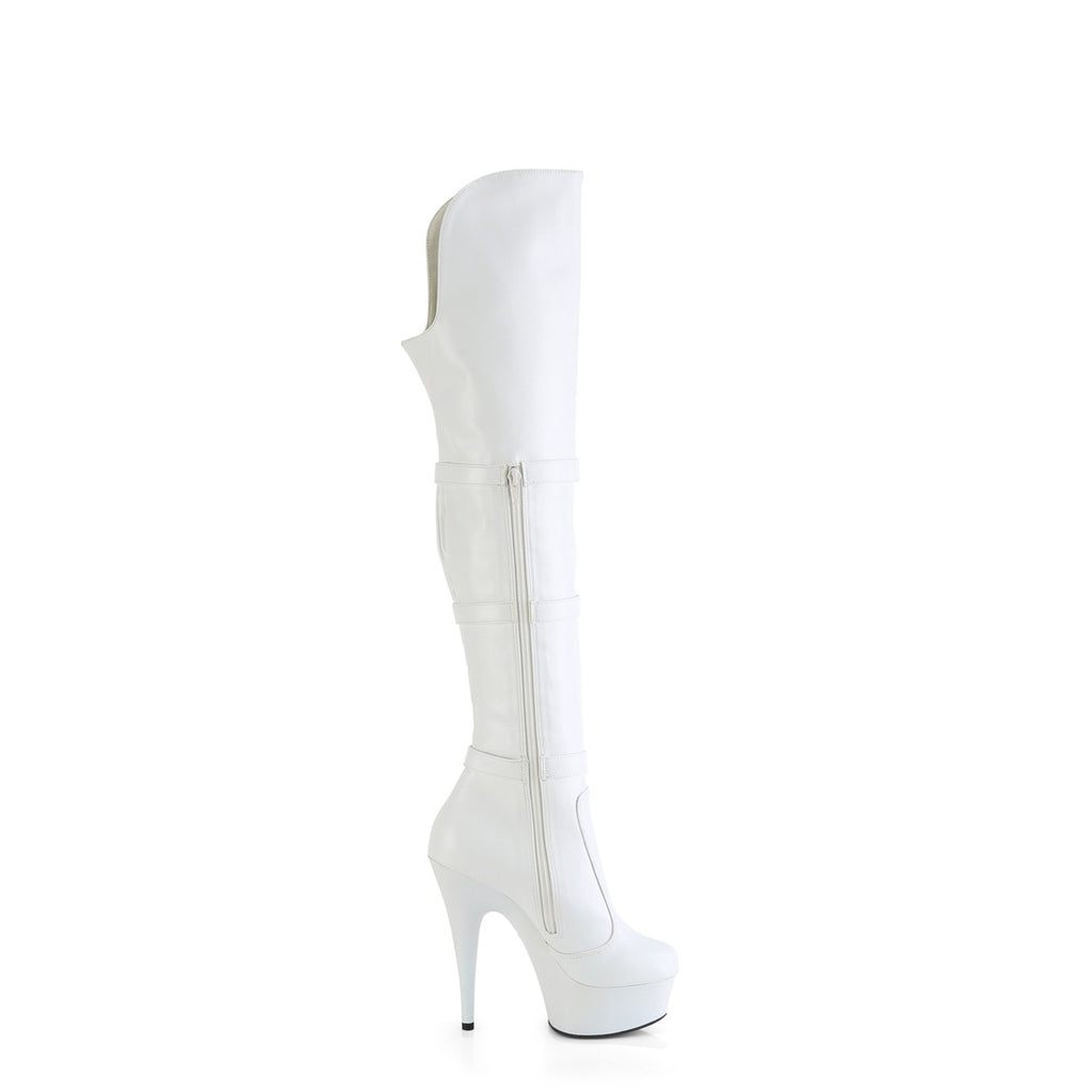 Delight 3018 White Stretch Matte Platform OTK Boots - 6" High Heels -Direct - Totally Wicked Footwear