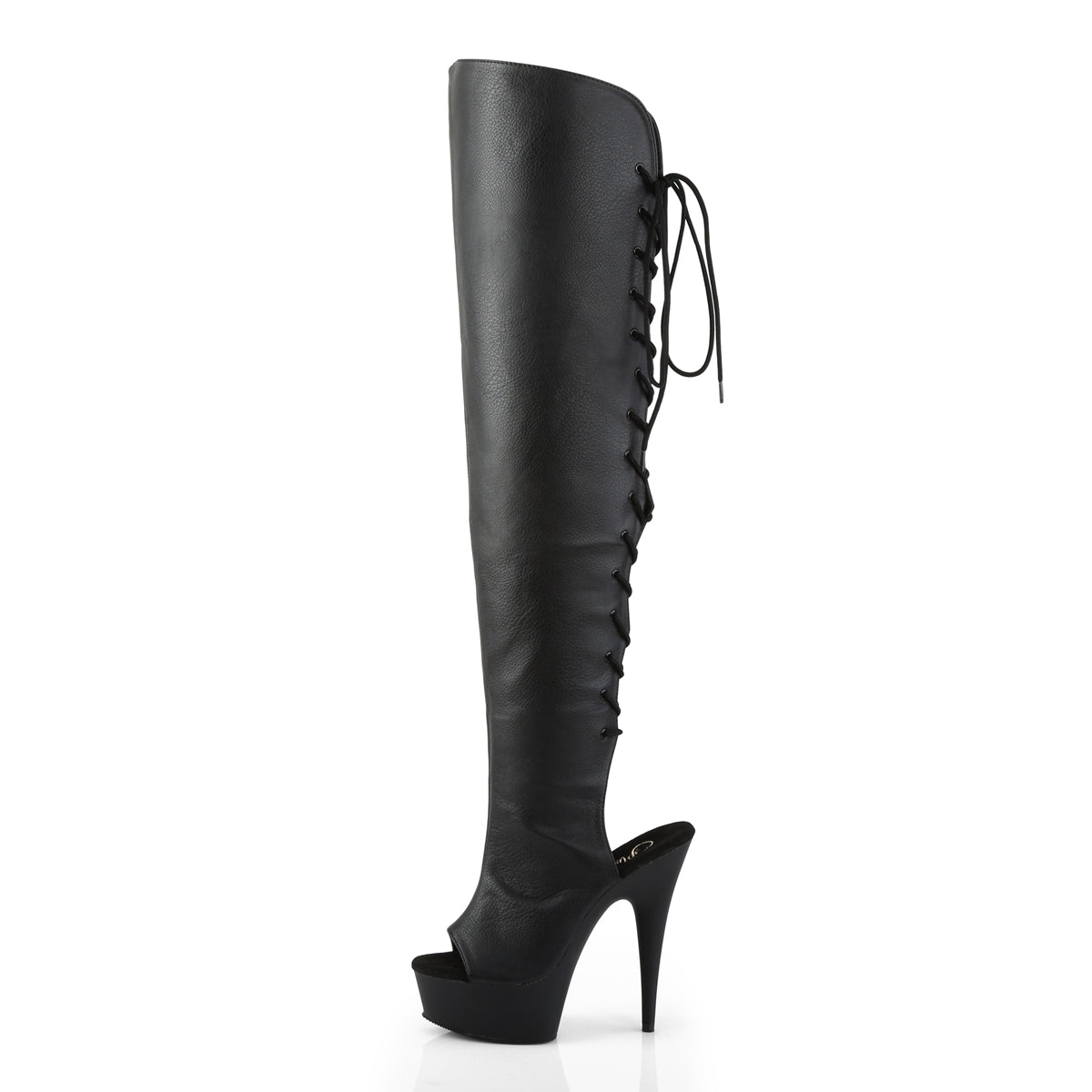 Delight 3019 Black Faux Leather 6" Platform High Heel Fringe Thigh Boots - Direct - Totally Wicked Footwear
