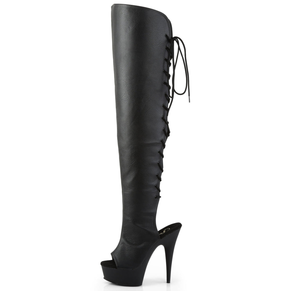 Delight 3019 Black Faux Leather 6" Platform High Heel Fringe Thigh Boots - Direct - Totally Wicked Footwear