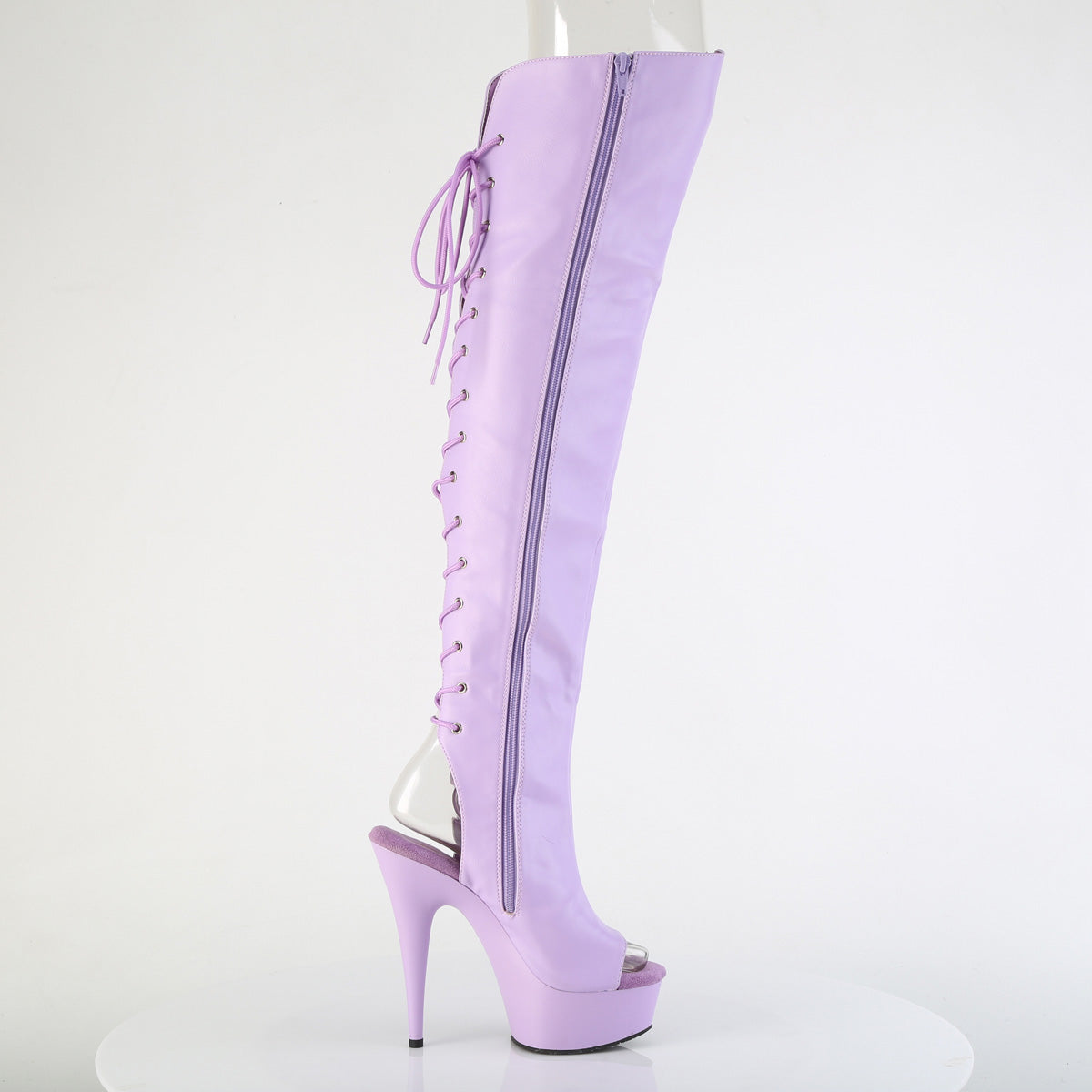 Delight 3019 Lilac Faux Leather 6" Platform High Heel Thigh Boots - Direct - Totally Wicked Footwear