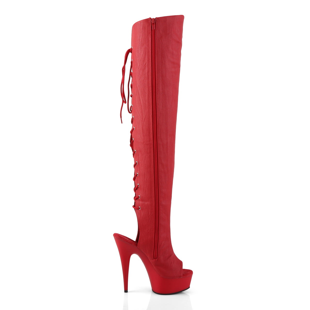 Delight 3019Red Faux Leather 6" Platform High Heel Thigh Boots - Direct - Totally Wicked Footwear
