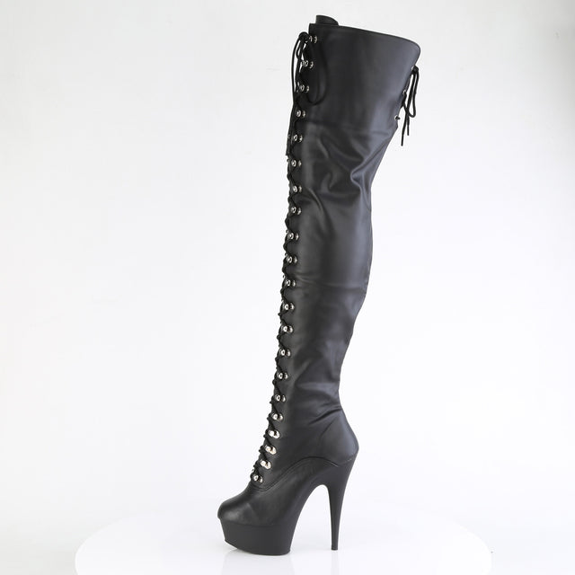 Delight 3022 Black Stretch Matte Platform OTK Boots - 6" High Heels -Direct - Totally Wicked Footwear