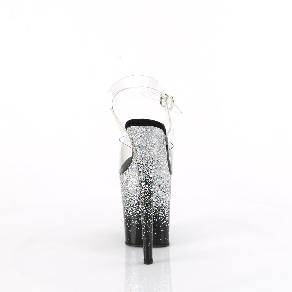Flamingo 808SS Silver Hologram Glitter 8" Platform  High Heel Sandals - Direct