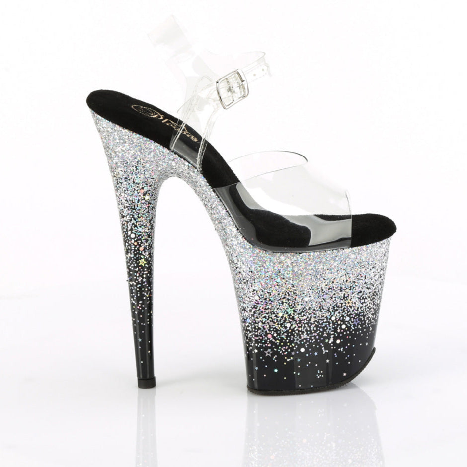 Flamingo 808SS Silver Hologram Glitter 8" Platform  High Heel Sandals - Direct - Totally Wicked Footwear