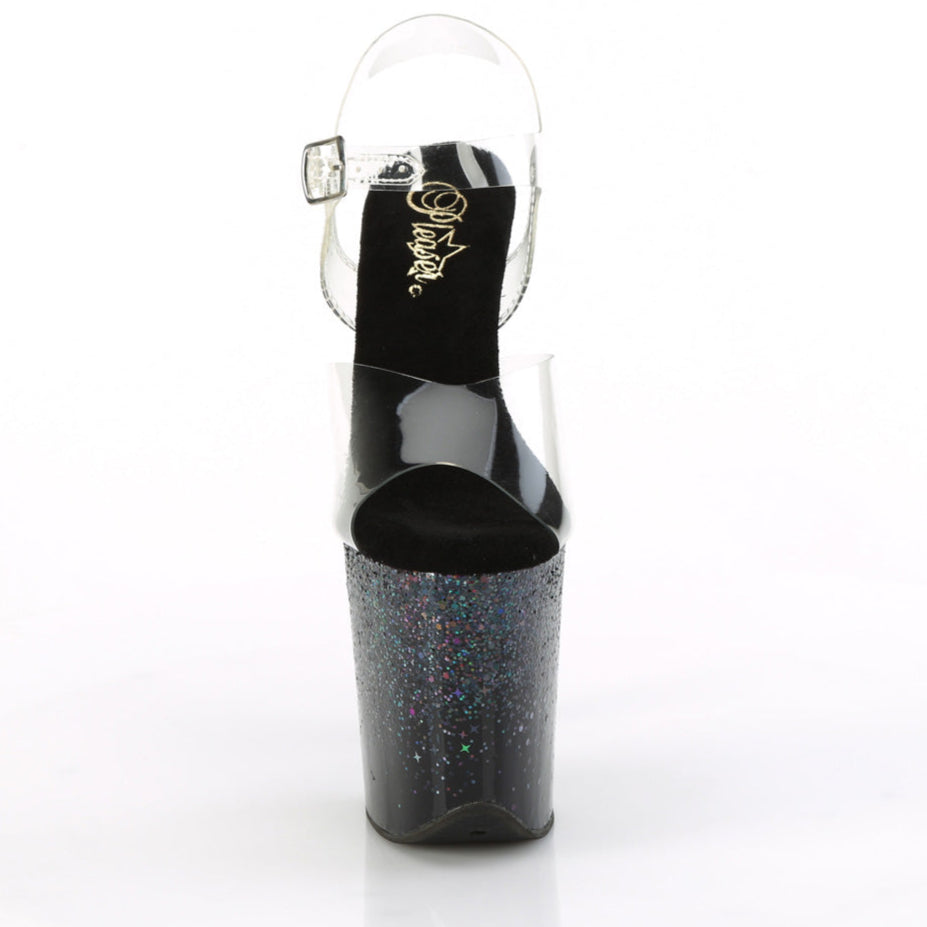 Flamingo 808SS Black Hologram Glitter 8" Platform  High Heel Sandals - Direct - Totally Wicked Footwear