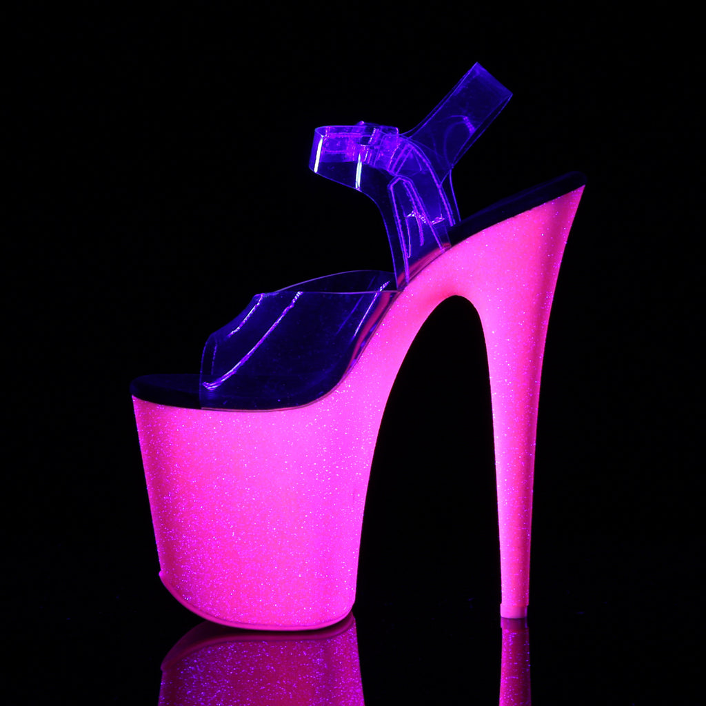 Flamingo 808UVG Pink UV Glitter 8" Platform High Heel Sandals - Direct
