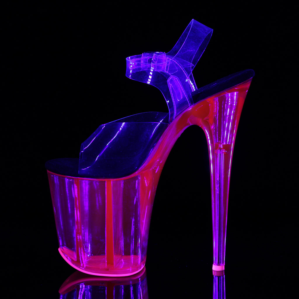 Flamingo 808UVT Pink UV Tinted 8" Platform High Heel Sandals - Direct