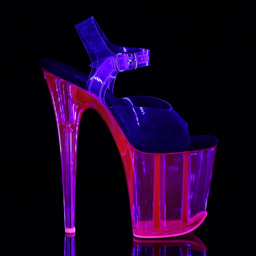 Flamingo 808UVT Pink UV Tinted 8" Platform High Heel Sandals - Direct