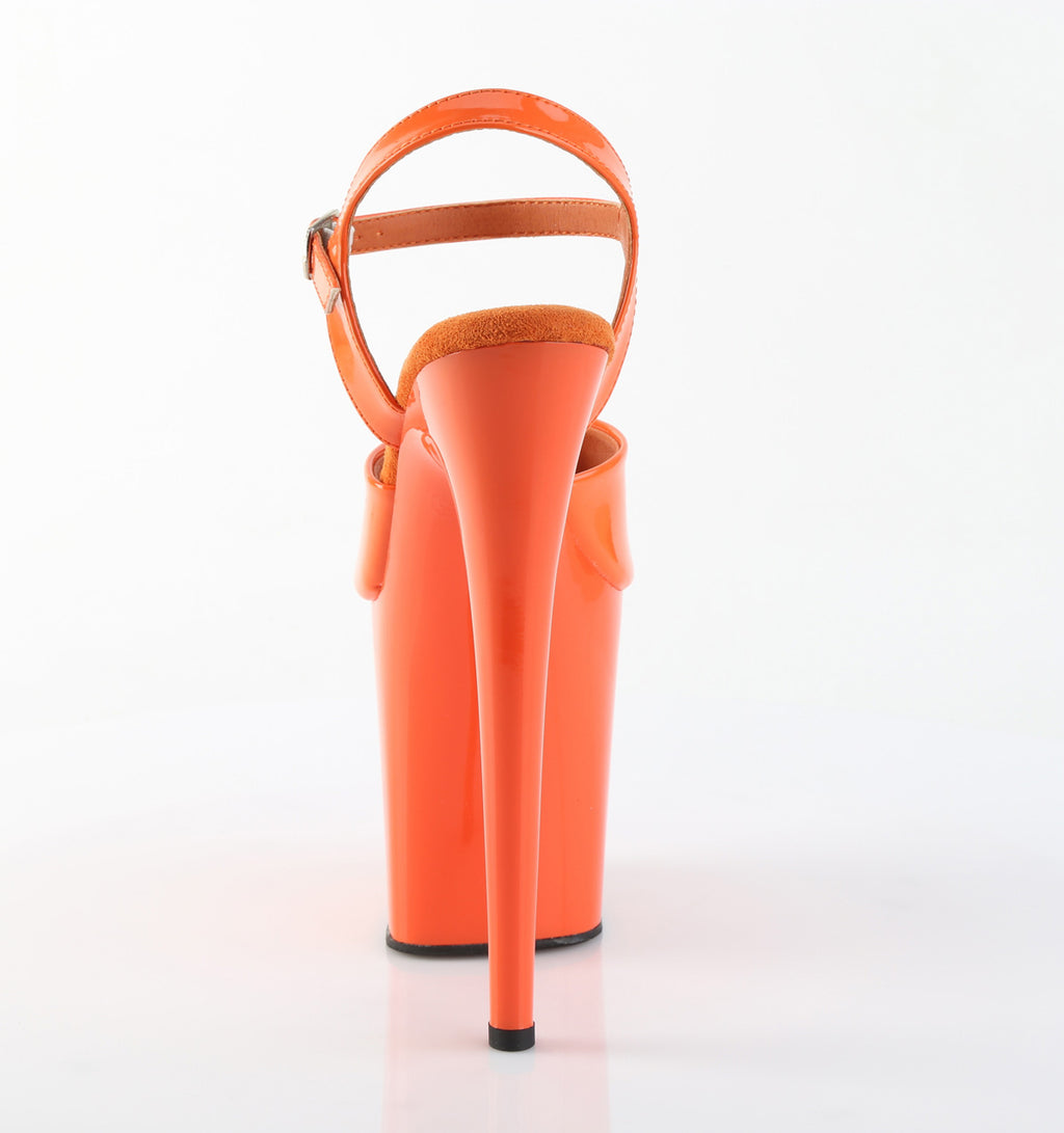Flamingo 809 Orange Patent 8" Platform High Heel Sandals - Direct
