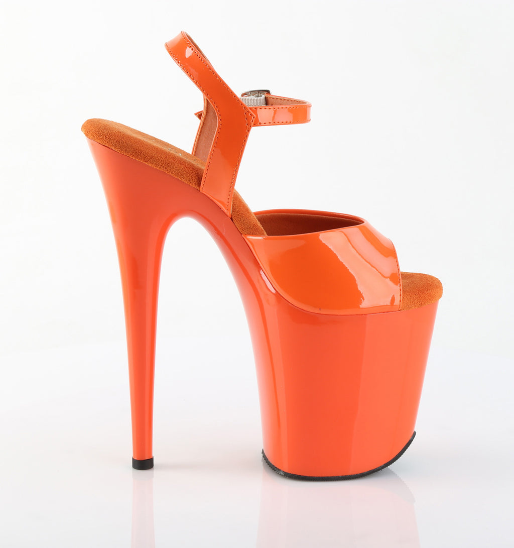Flamingo 809 Orange Patent 8" Platform High Heel Sandals - Direct