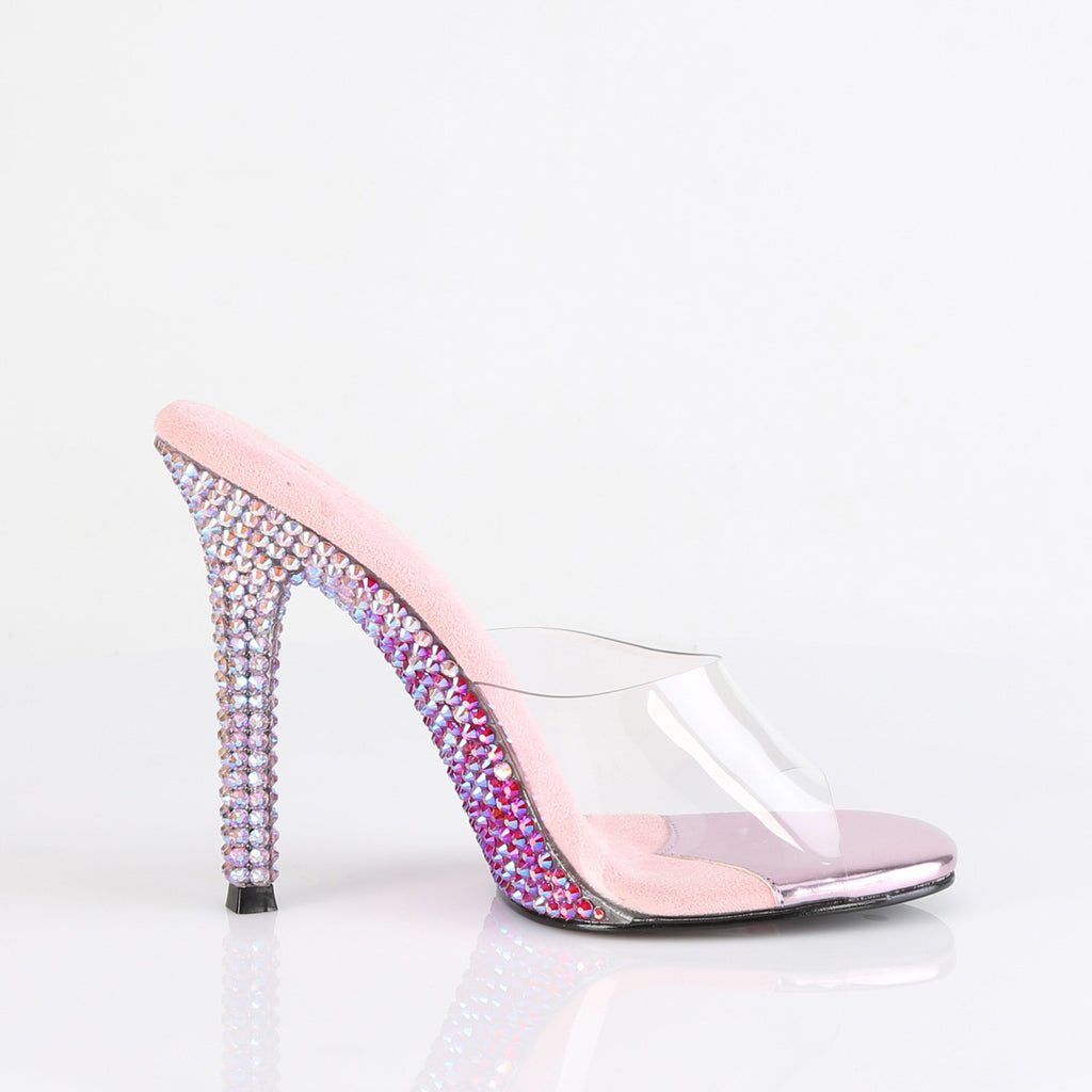 Gala Two Tone Rhinestone 4.5" Slip On Heels - Pink - Pleaser Direct - Totally Wicked Footwear