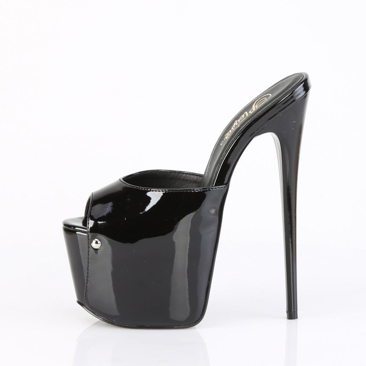 Juicy 01 Black Patent Slim 7" Stiletto Platform Slip On Heels - Totally Wicked Footwear