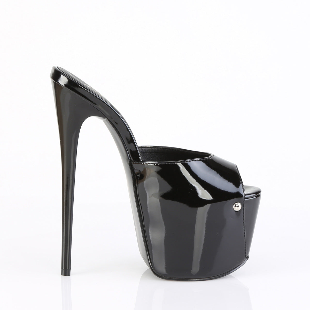 Juicy 01 Black Patent Slim 7" Stiletto Platform Slip On Heels - Totally Wicked Footwear
