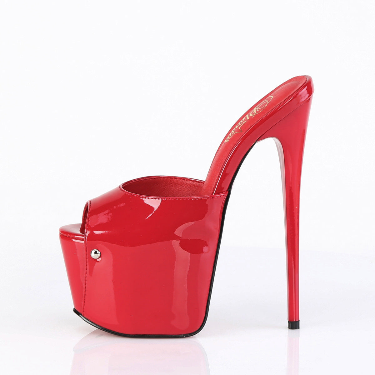 Juicy 01 Red Patent Slim 7" Stiletto Platform Slip On Heels - Direct - Totally Wicked Footwear