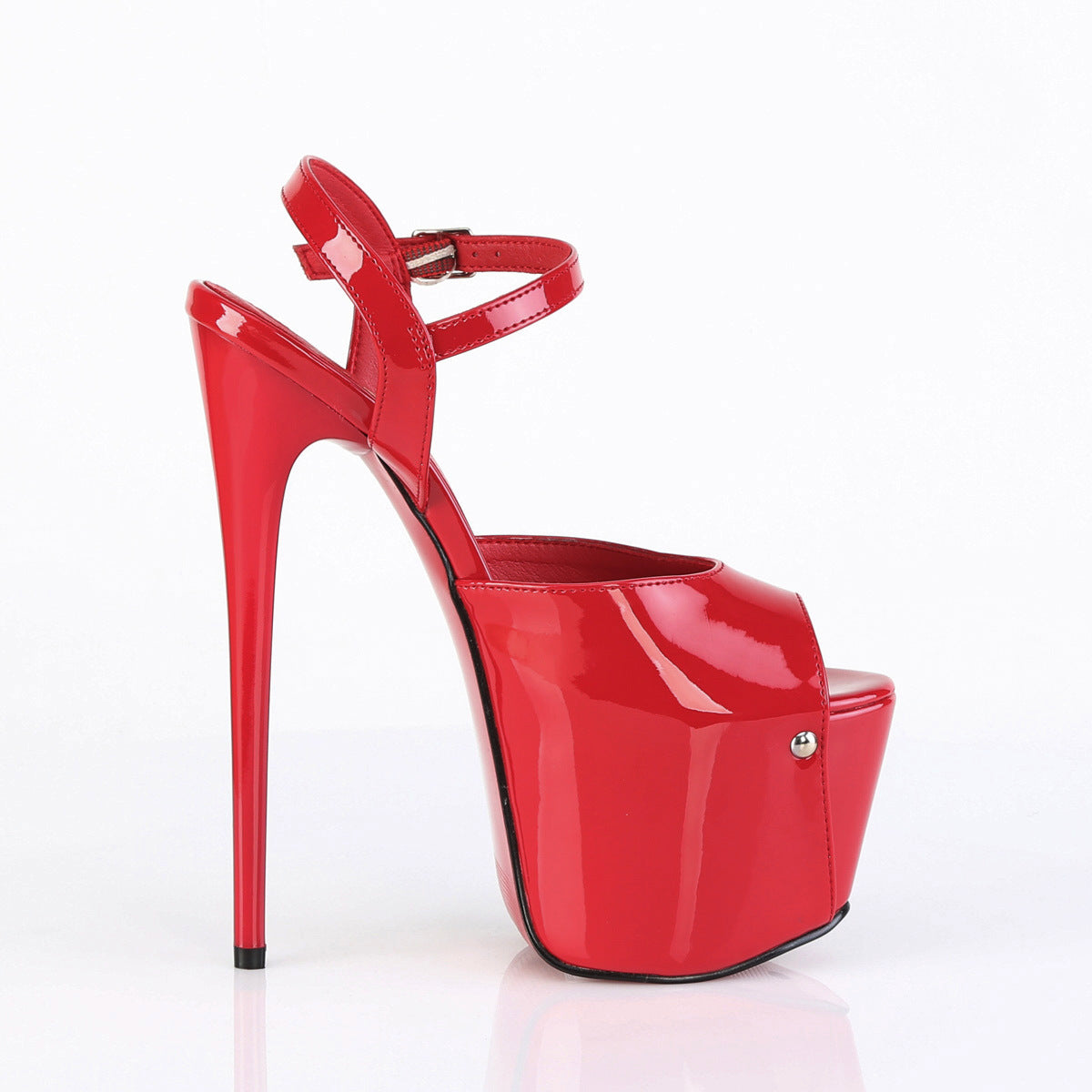 Juicy 09 Red Patent Slim 7" Stiletto Platform Ankle Strap Heels - Totally Wicked Footwear