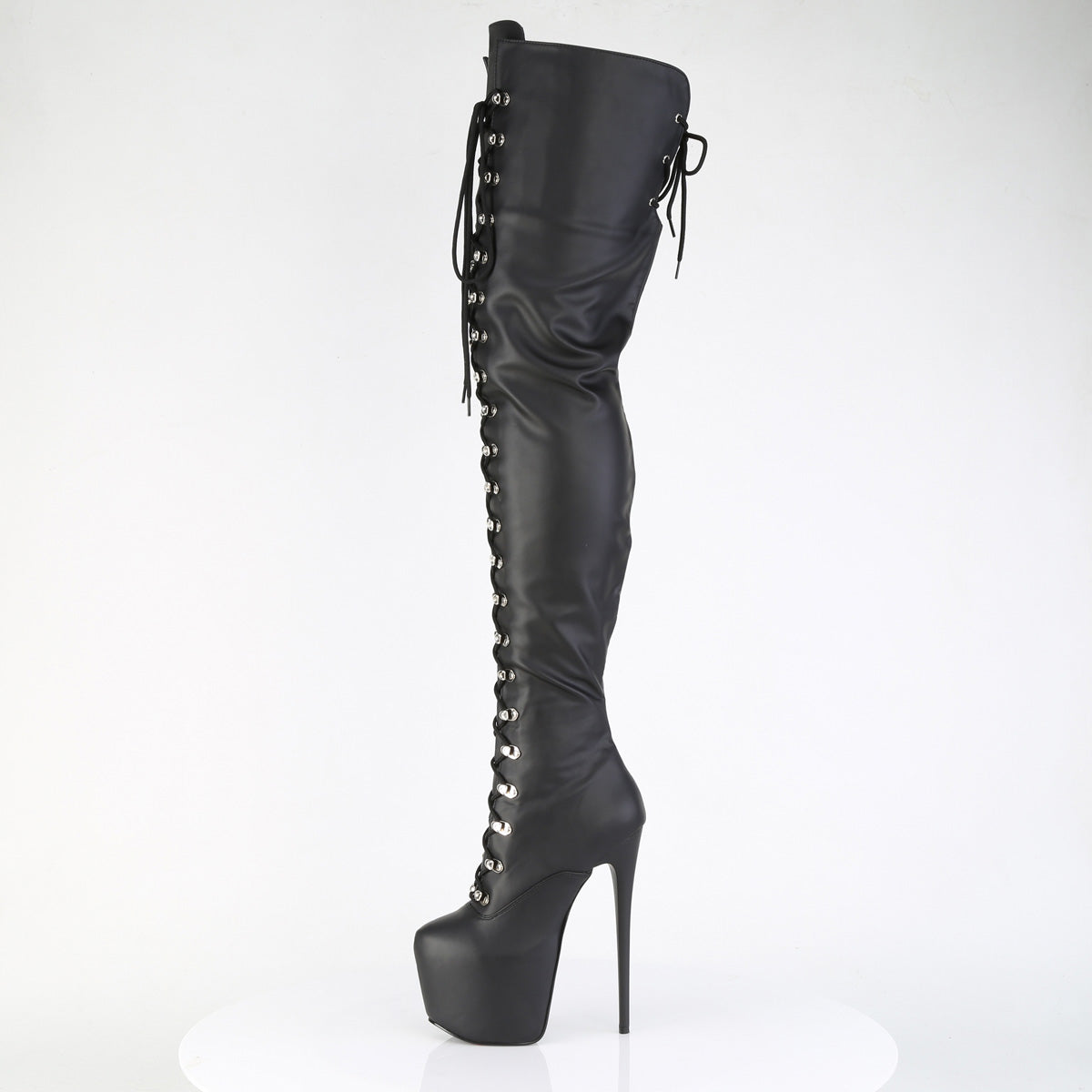 Juicy 4012  Stretch Matte Slim 7" Stiletto Platform Thigh Boots Heels - Direct - Totally Wicked Footwear