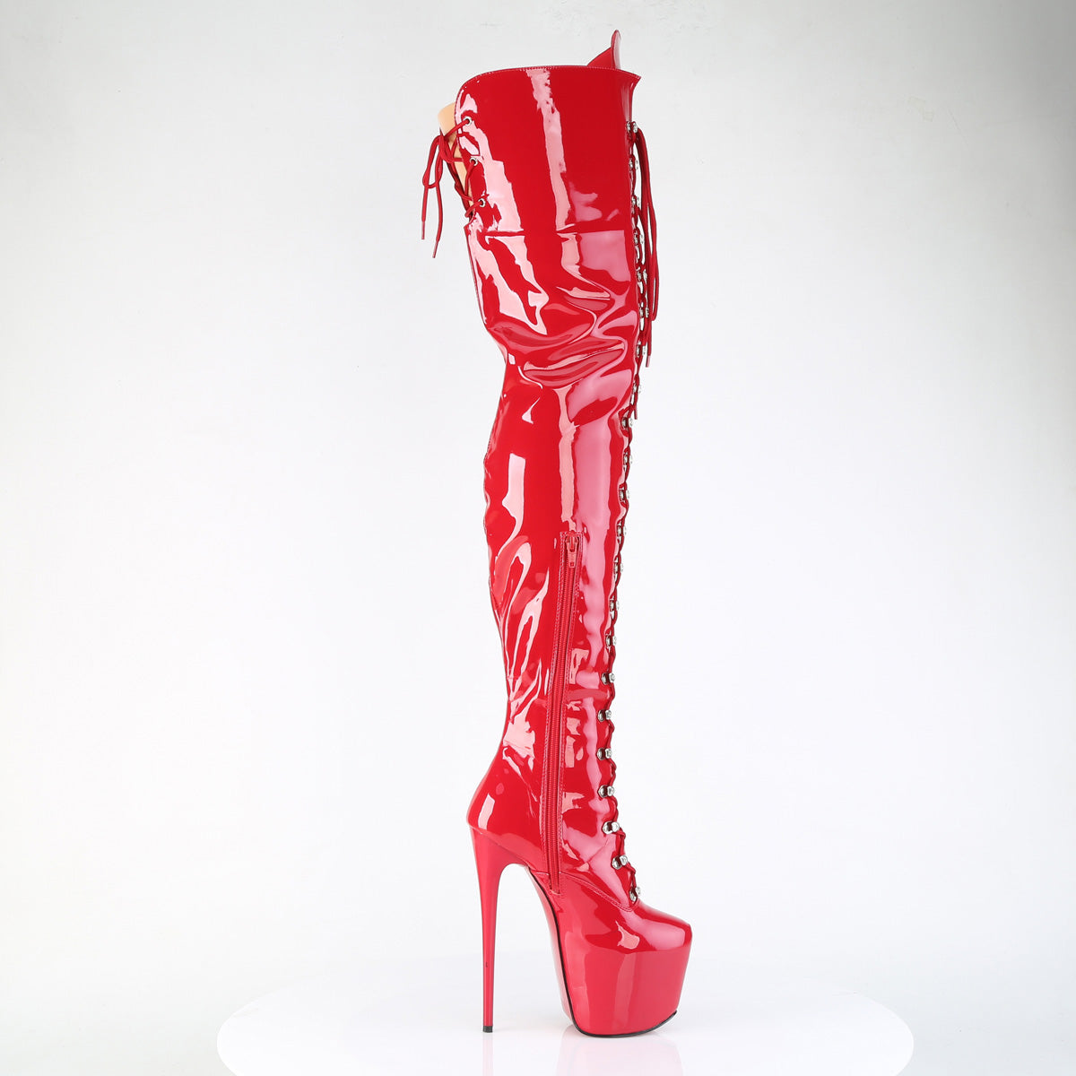 Juicy 4012  Red Patent Slim 7" Stiletto Platform Thigh Boots Heels - Direct - Totally Wicked Footwear