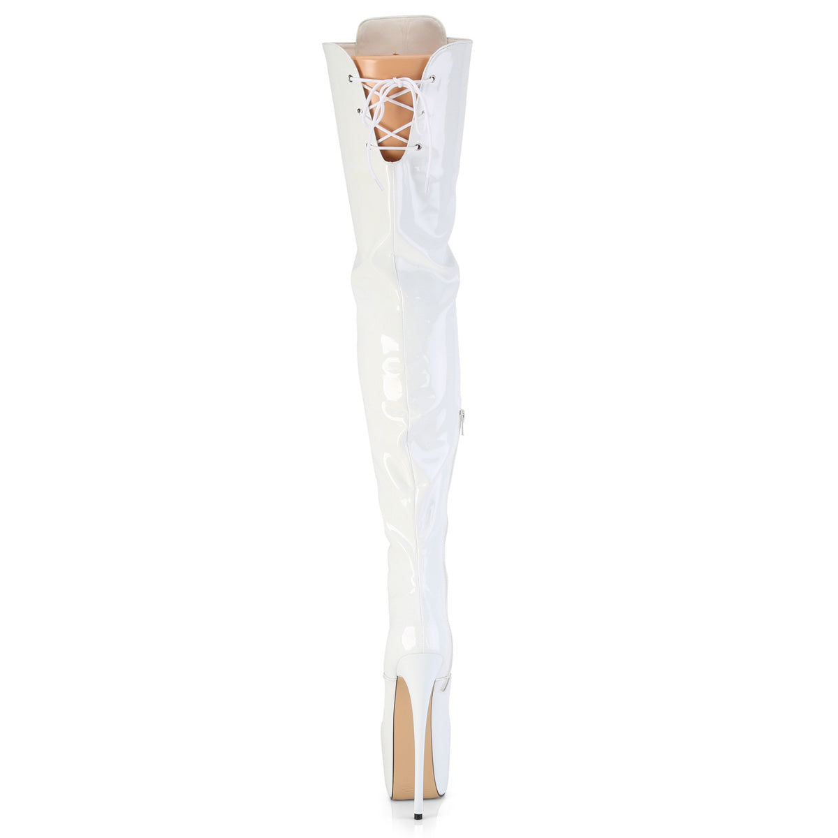 Juicy 4012  White Patent Slim 7" Stiletto Platform Thigh Boots Heels - Direct - Totally Wicked Footwear