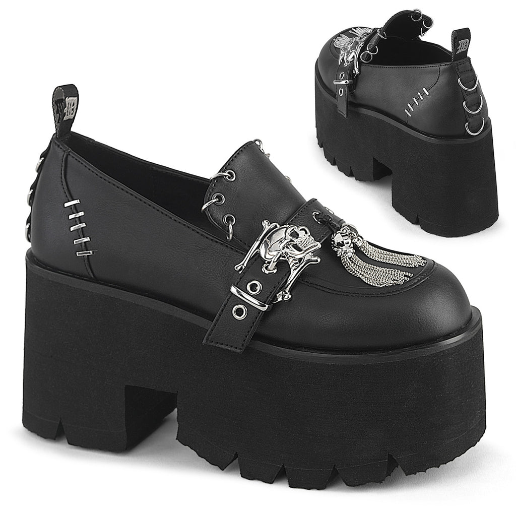 Ashes 038 Loafer Goth punk shoes  - Demonia Direct - Totally Wicked Footwear