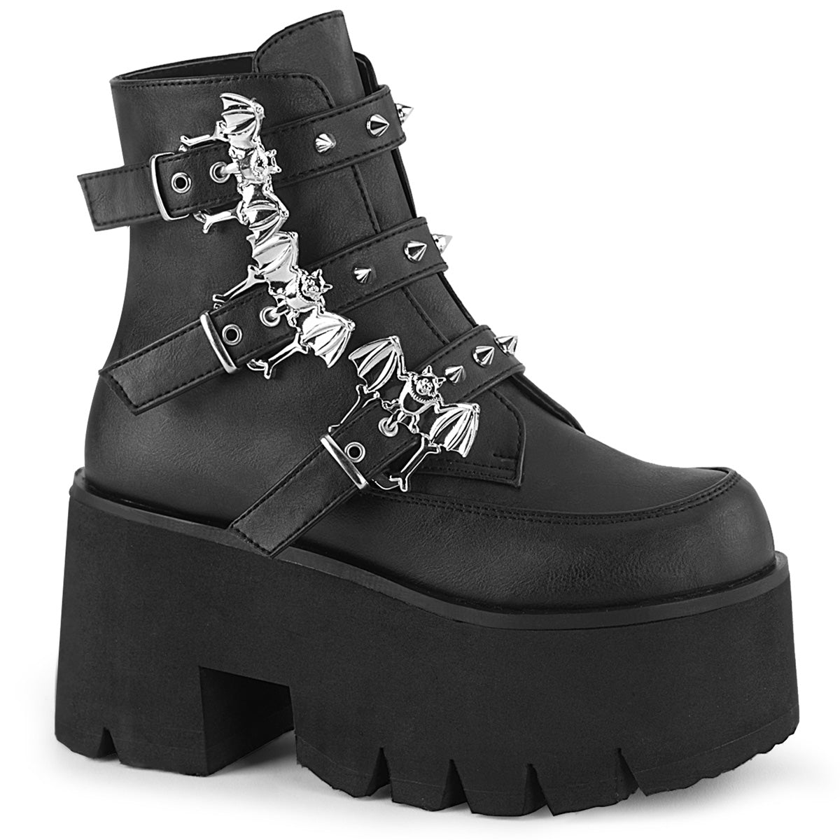 Ashes 55 Goth Platform Ankle Boots Bat Buckles