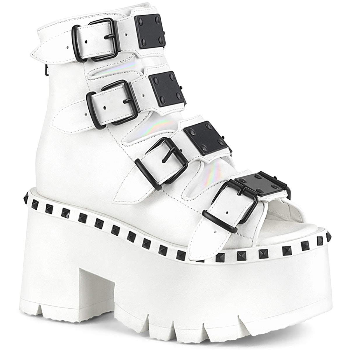 Ashes 70 Goth Platform Ankle Boot Sandals White Matte