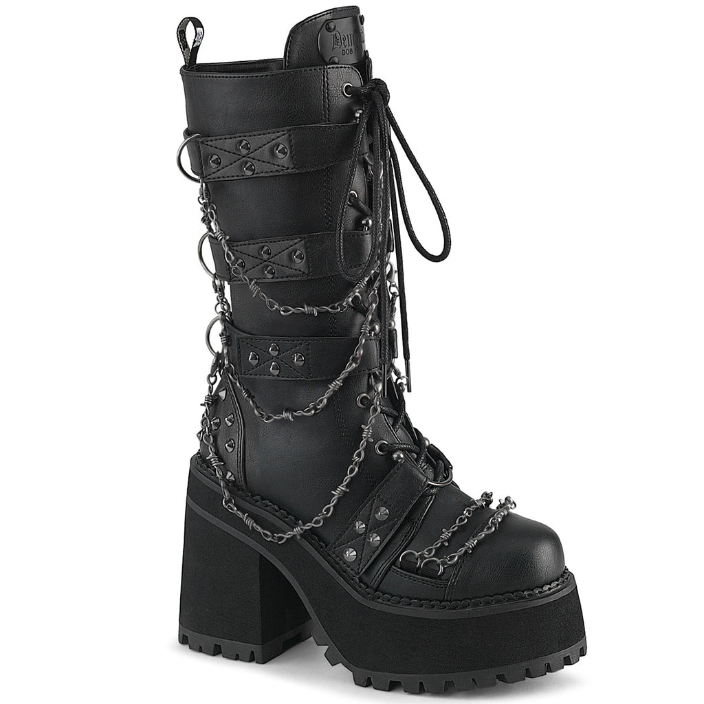 Assault 117 Gothic Punk Platform Knee Boots  - Demonia Direct