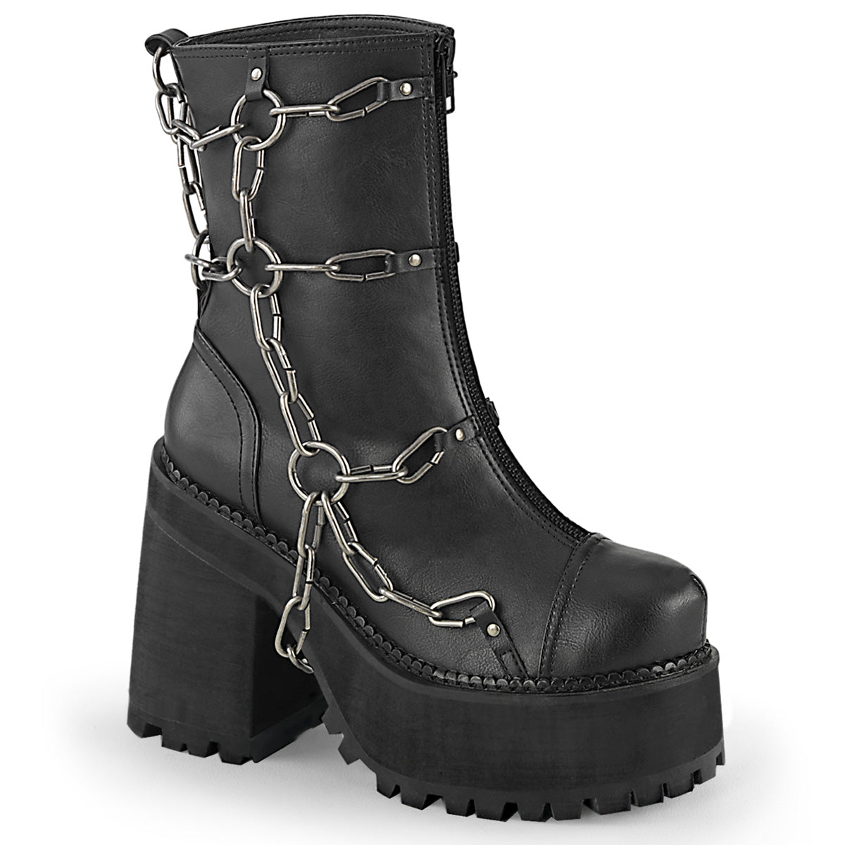 Assault 66 Goth Platform Mid Calf Chain Cage
