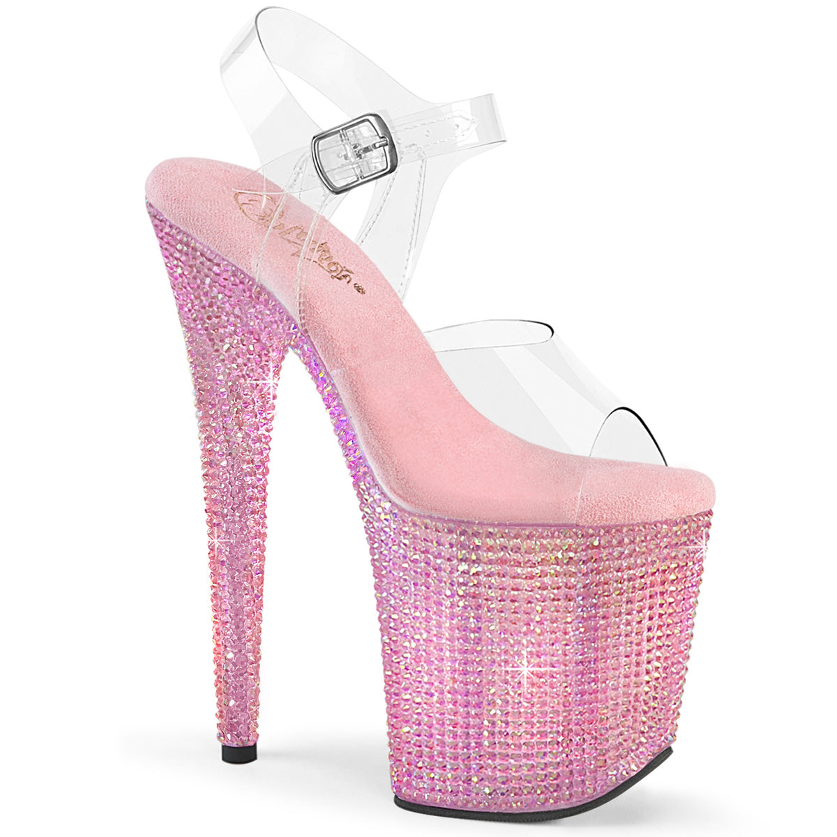 Bejeweled 808RRS Pink Iridescent Rhinestone 8" Platform Heels Pleaser Direct - Totally Wicked Footwear
