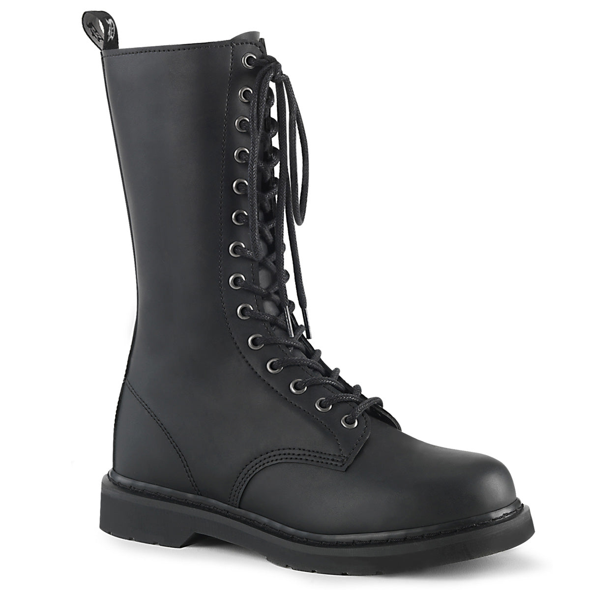 Riot 300 Vegan Leather Side Zip Combat Mid Calf Boots