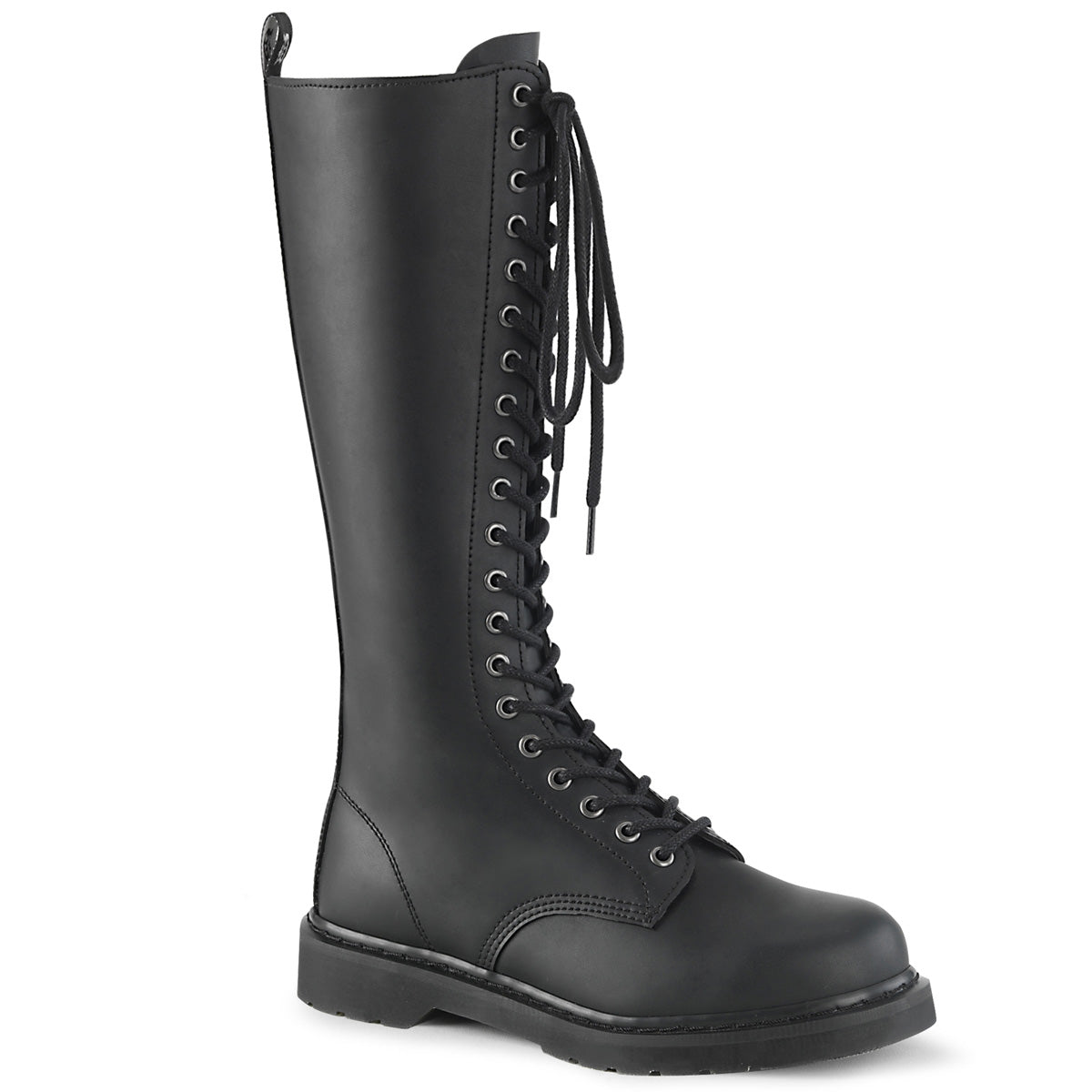 Riot 400 Vegan Leather Side Zip Combat Mid Calf Boots