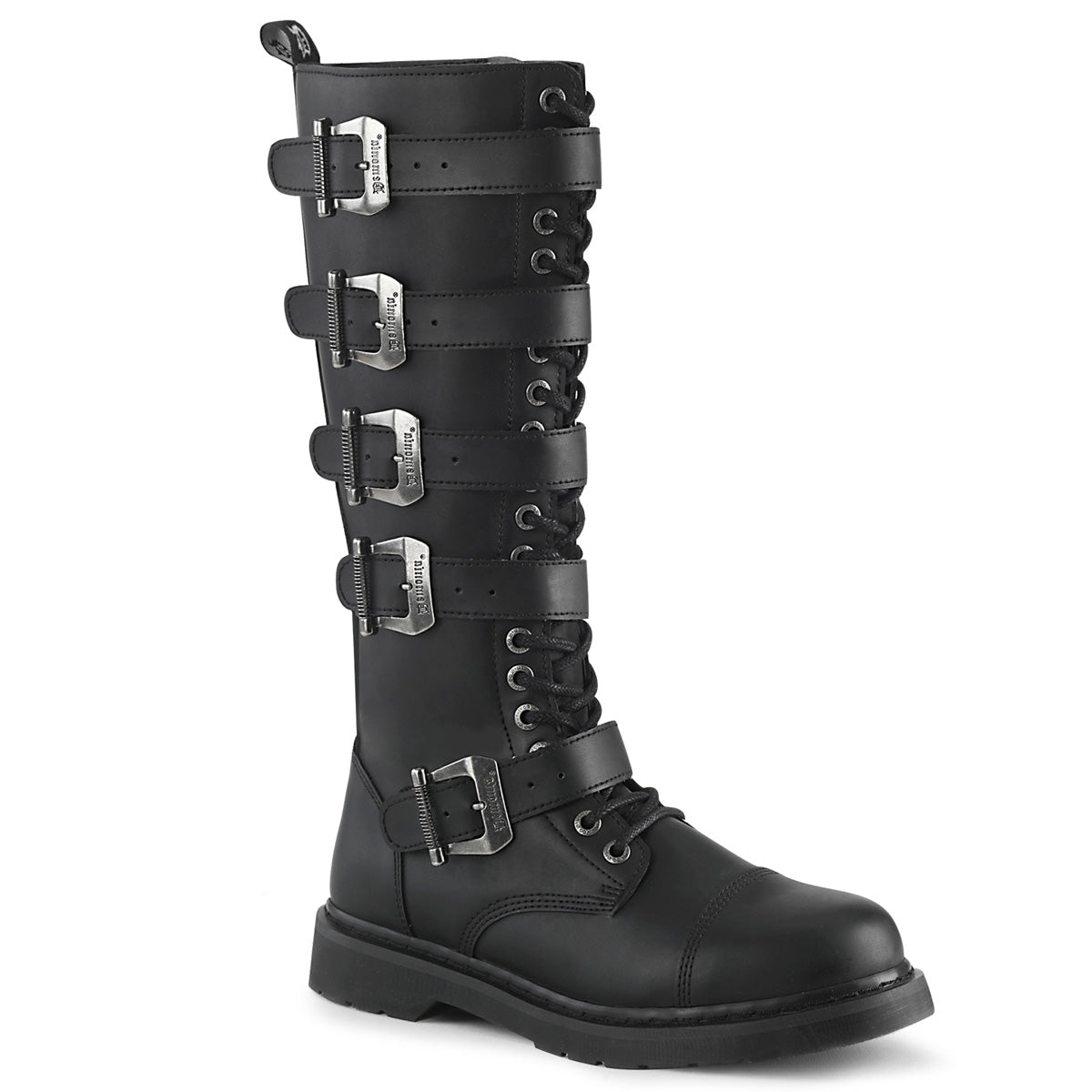 Riot 425 Vegan Leather Side Zip Combat Knee Calf Boots