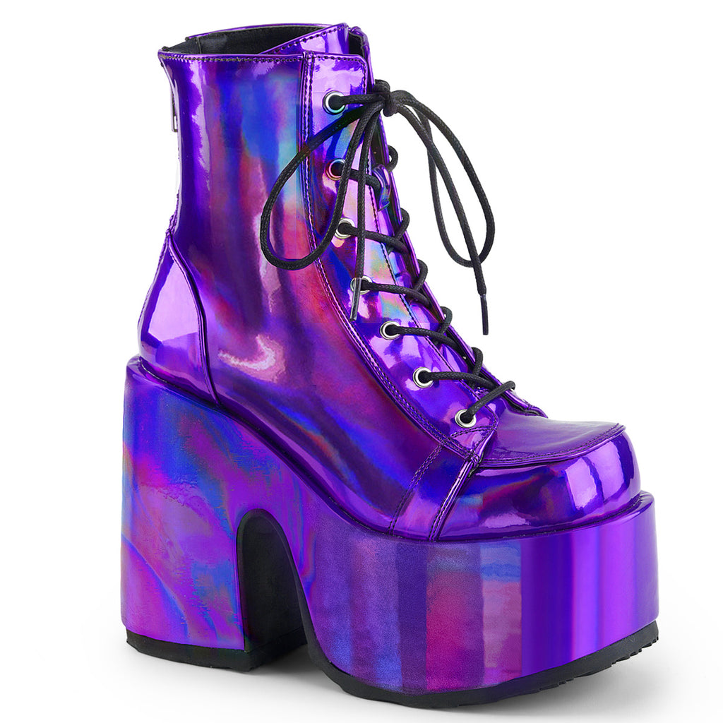 Camel 203 Purple Goth Platform Ankle Boots  - Demonia Direct