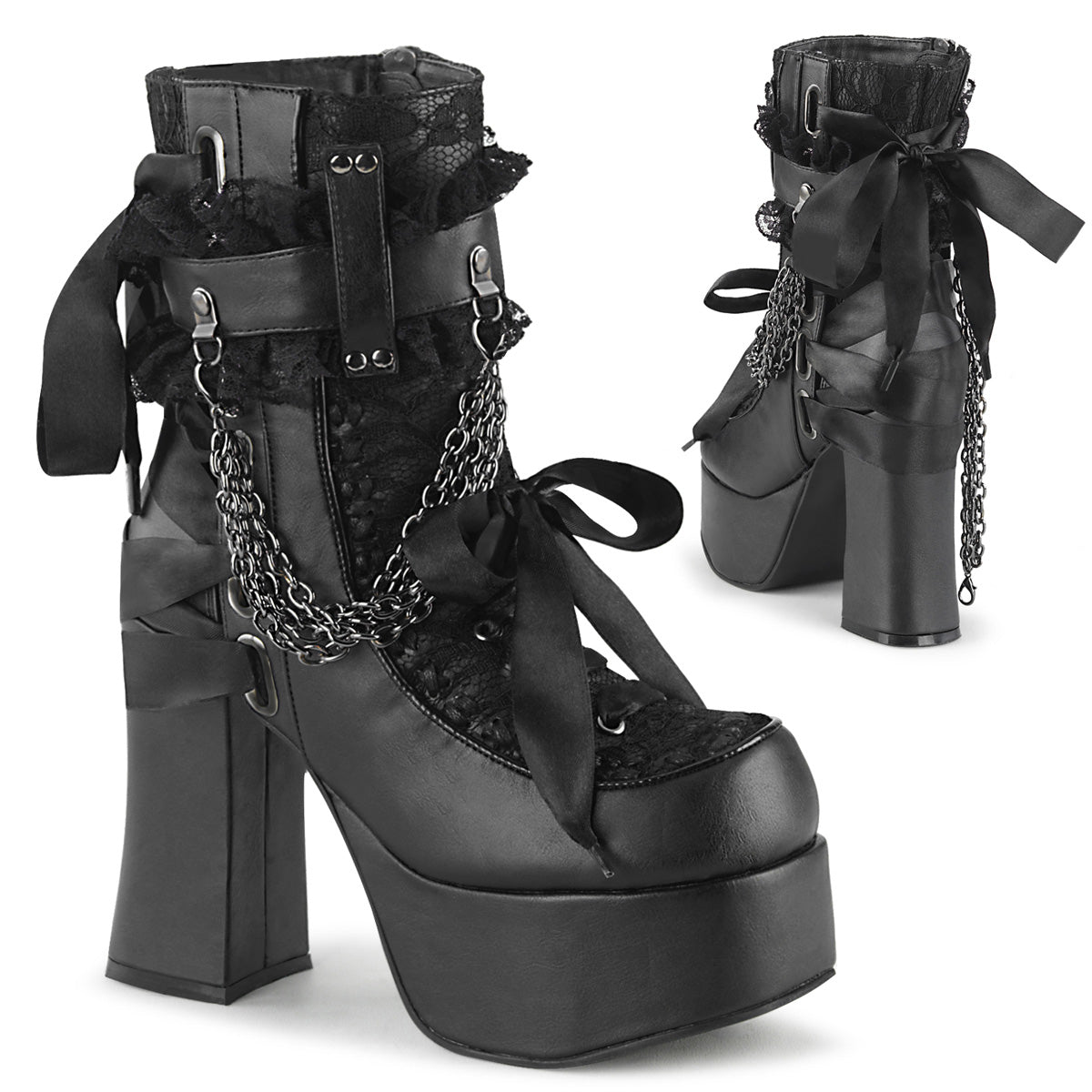 Charade 110 Chunky Heel Platform Ankle Boots Black