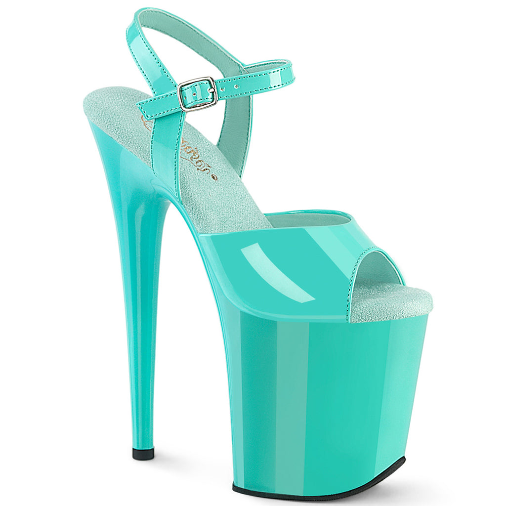 Flamingo 809 Aqua Patent 8" Platform High Heel Sandals - Direct