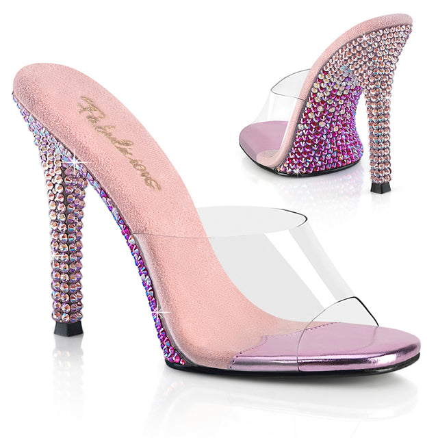 Gala Two Tone Rhinestone 4.5" Slip On Heels - Pink - Pleaser Direct - Totally Wicked Footwear