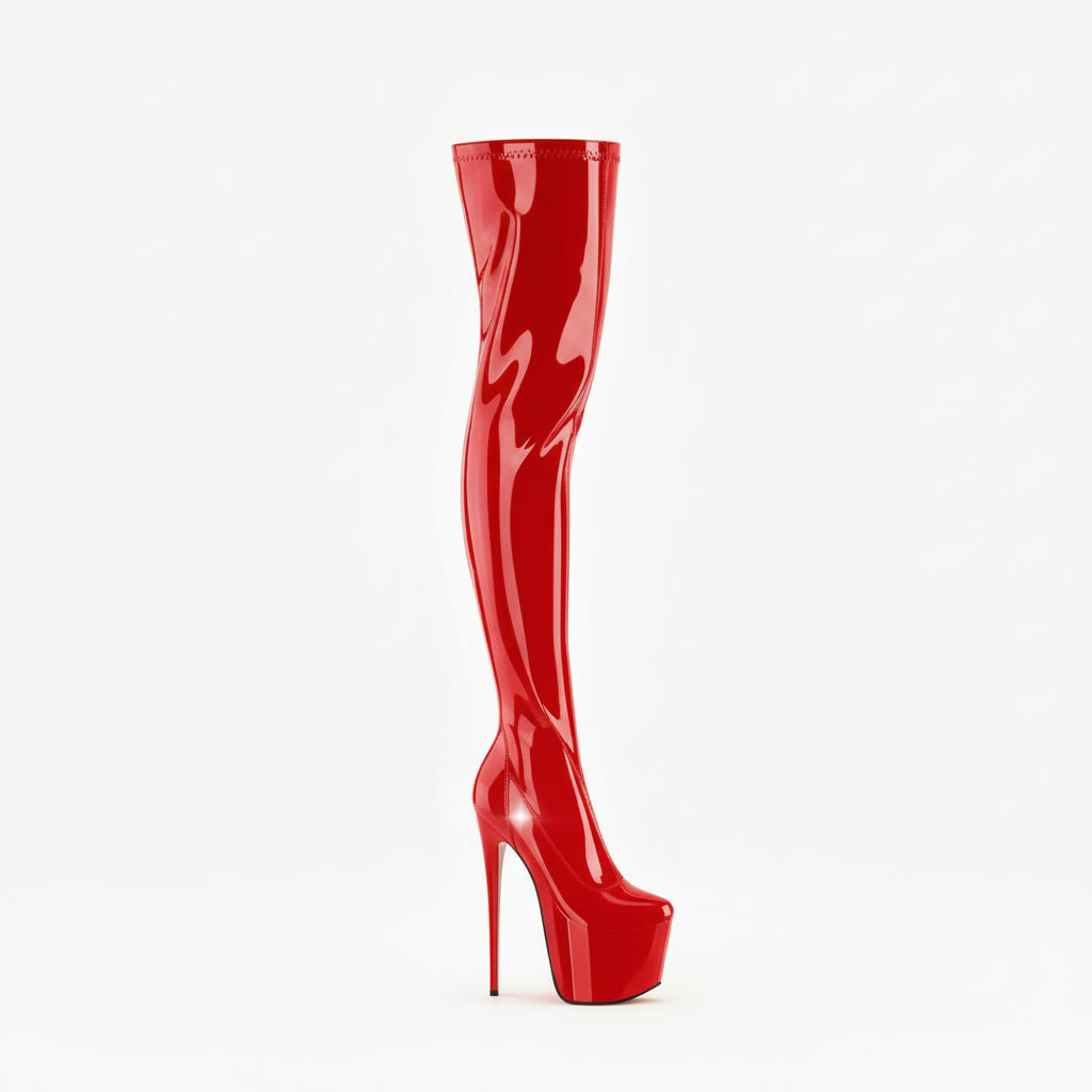 Juicy 3000 Red Patent Slim 7" Stiletto Platform Slip On Heels