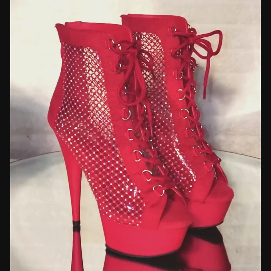 PLEASER Delight 33  6" High Heel Rhinestone Mesh Platform  Stiletto Heels