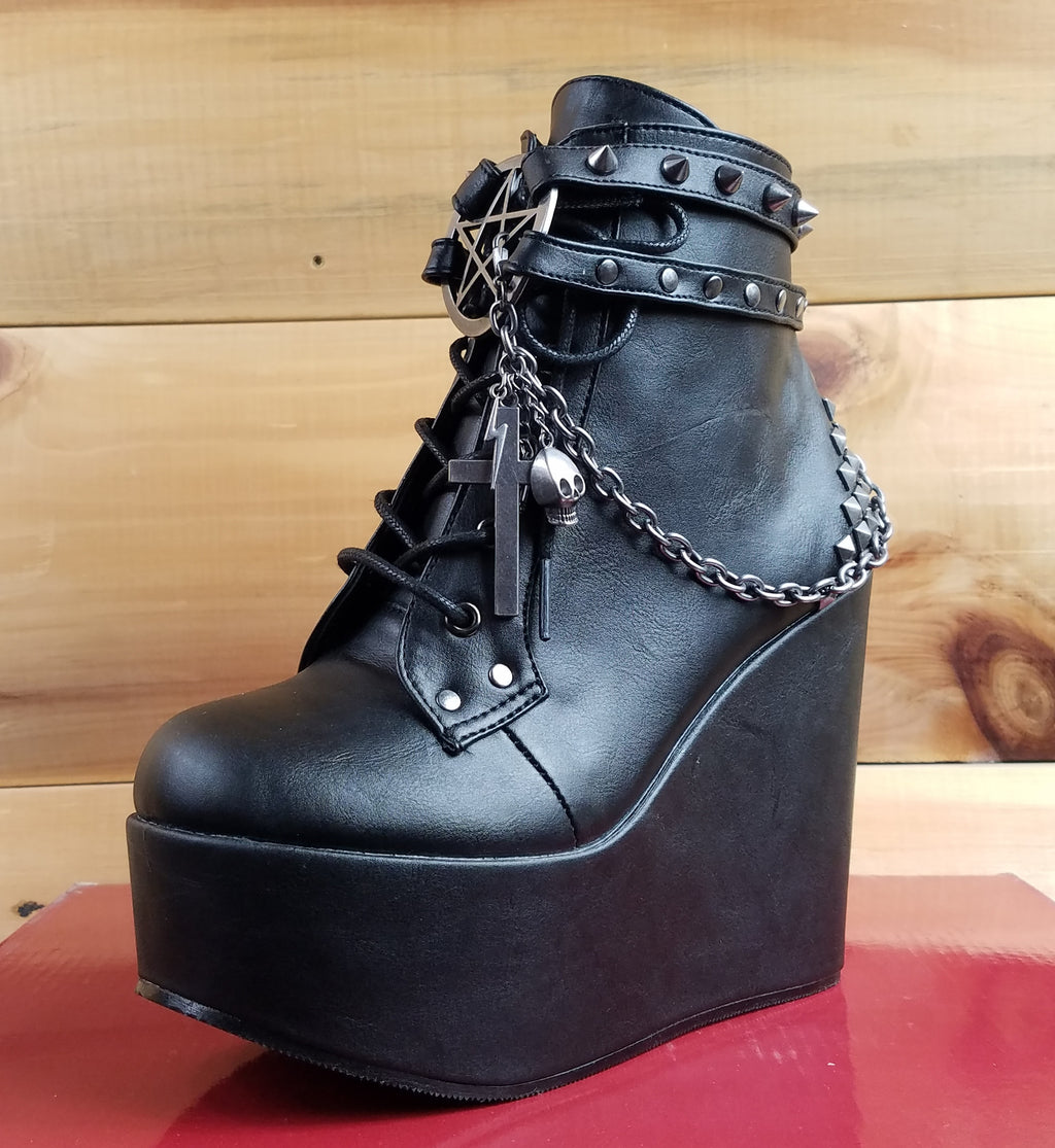 Poison 101 Goth Punk Platform Ankle Boot 5" Wedge - Totally Wicked Footwear