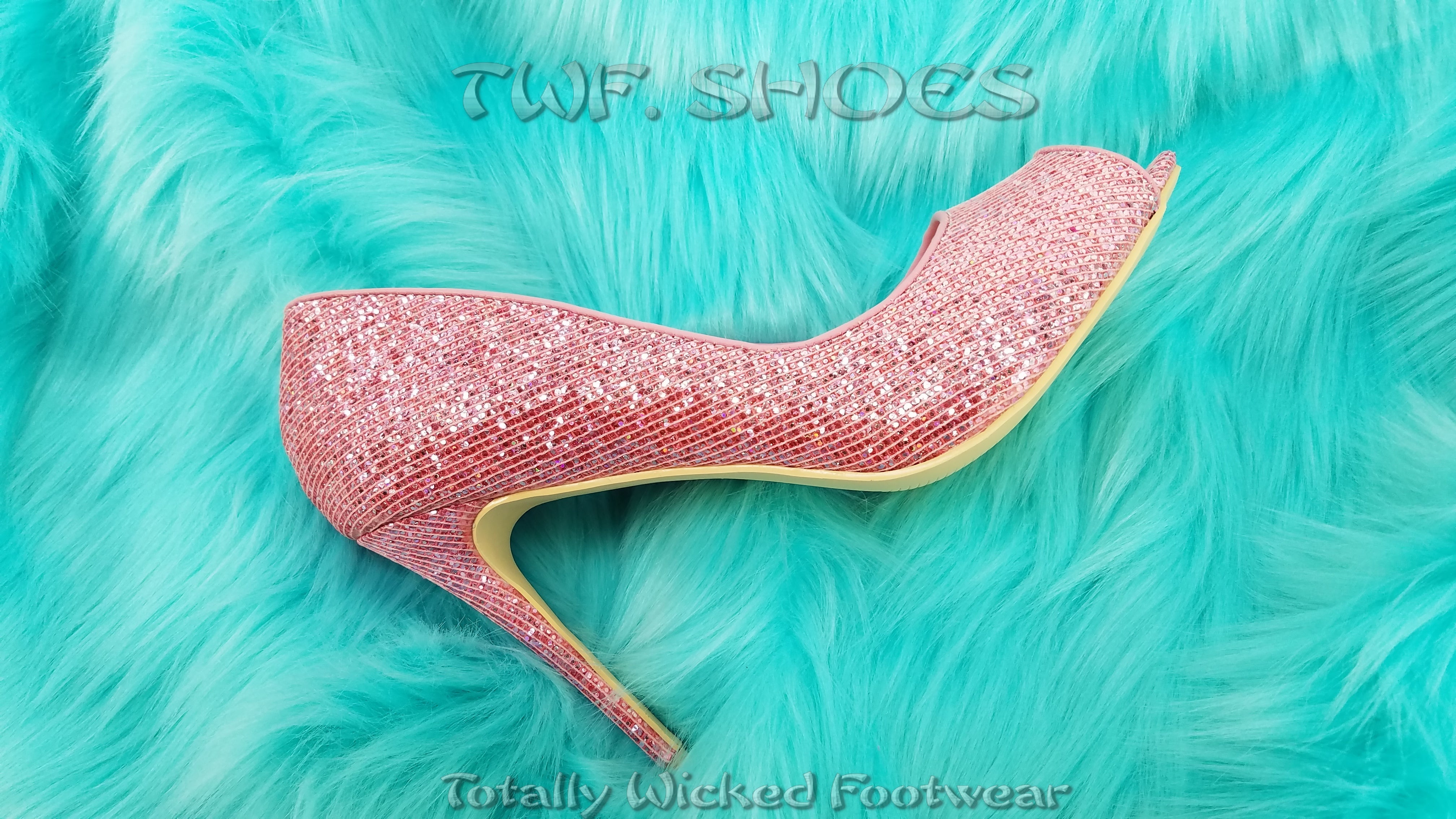Pink Shimmer Bold Wedges Bridal Block Heels for Weddings | Tiesta Shoes –  Tiesta Store