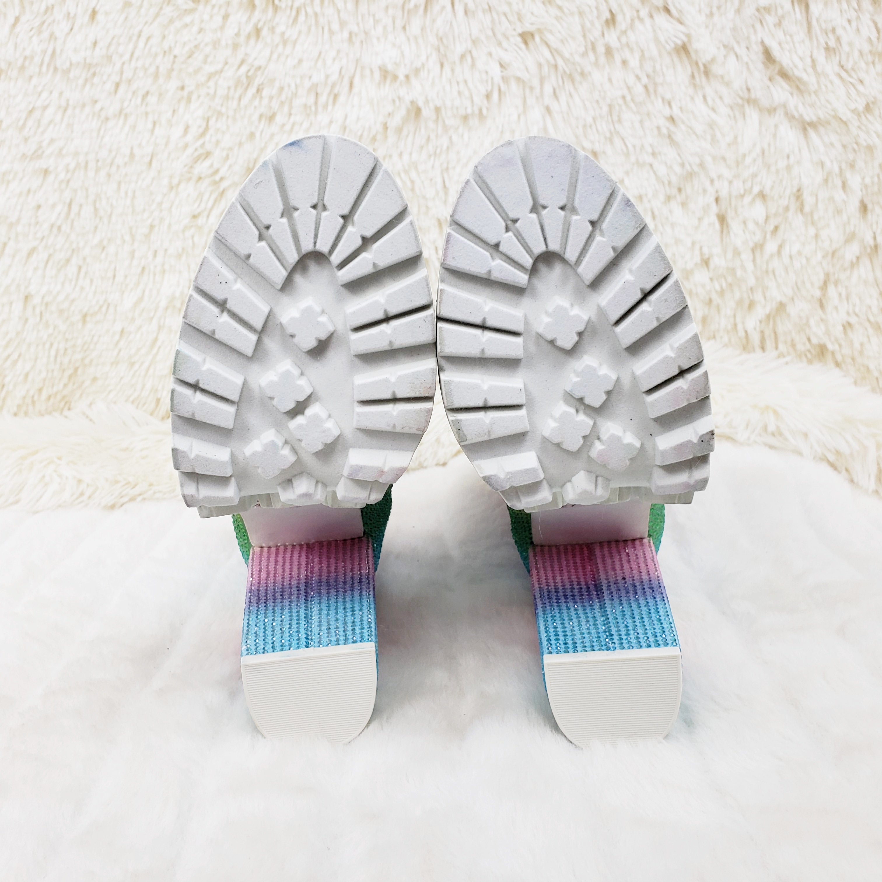 Wild Diva Vivian 15 Rhinestone Ankle Boots Multi Color Rainbow - Totally Wicked Footwear