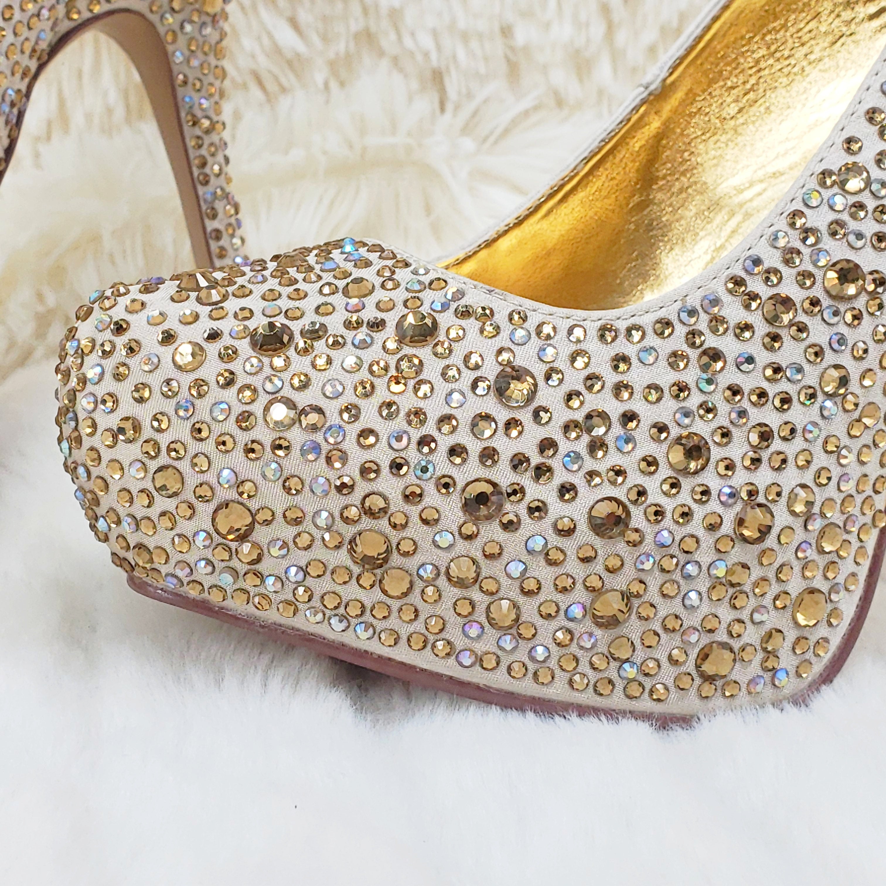 Felicity 20 Champagne Rhinestone Pumps - Totally Wicked Footwear