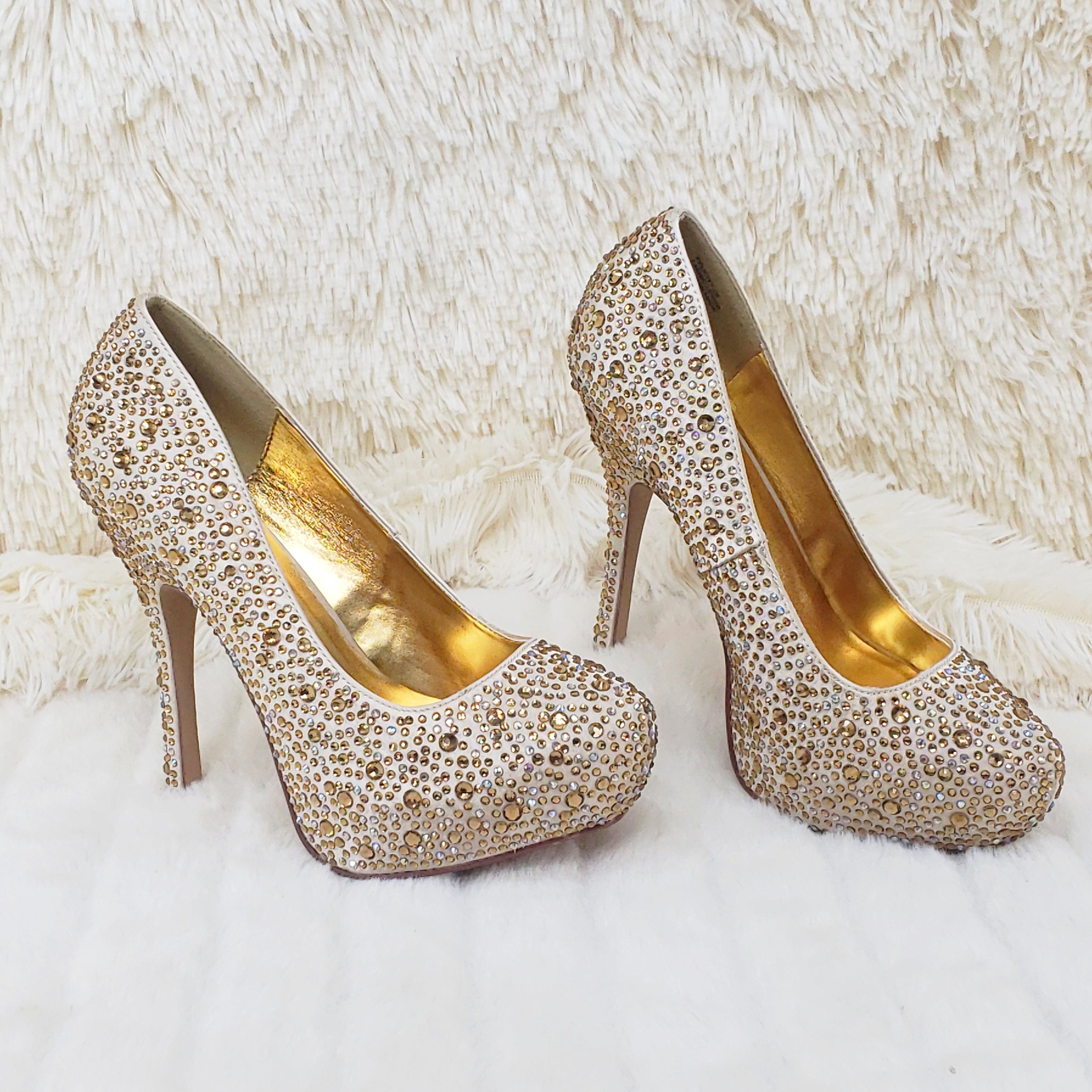 Felicity 20 Champagne Rhinestone Pumps - Totally Wicked Footwear