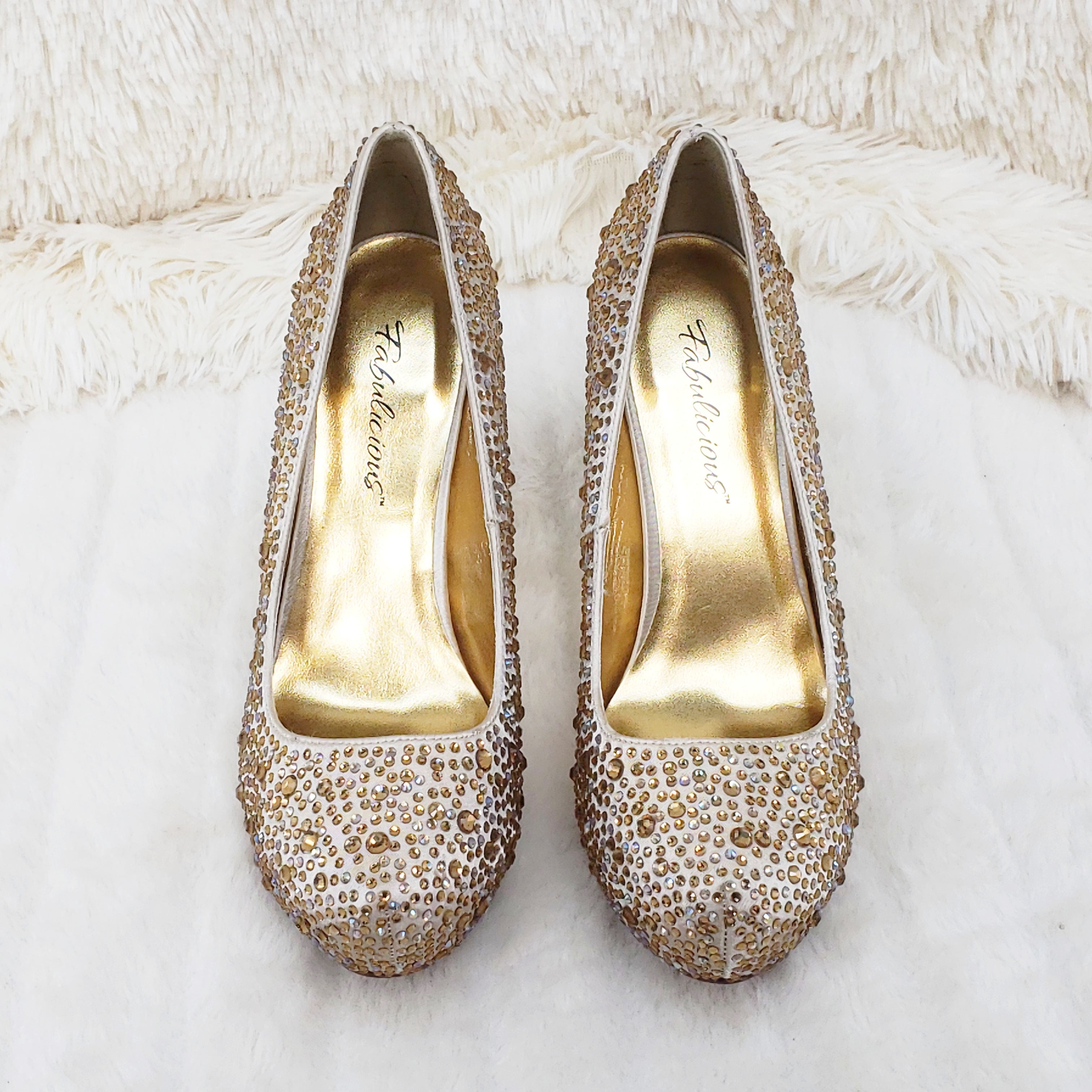 Felicity 20 Champagne Rhinestone Pumps - Totally Wicked Footwear
