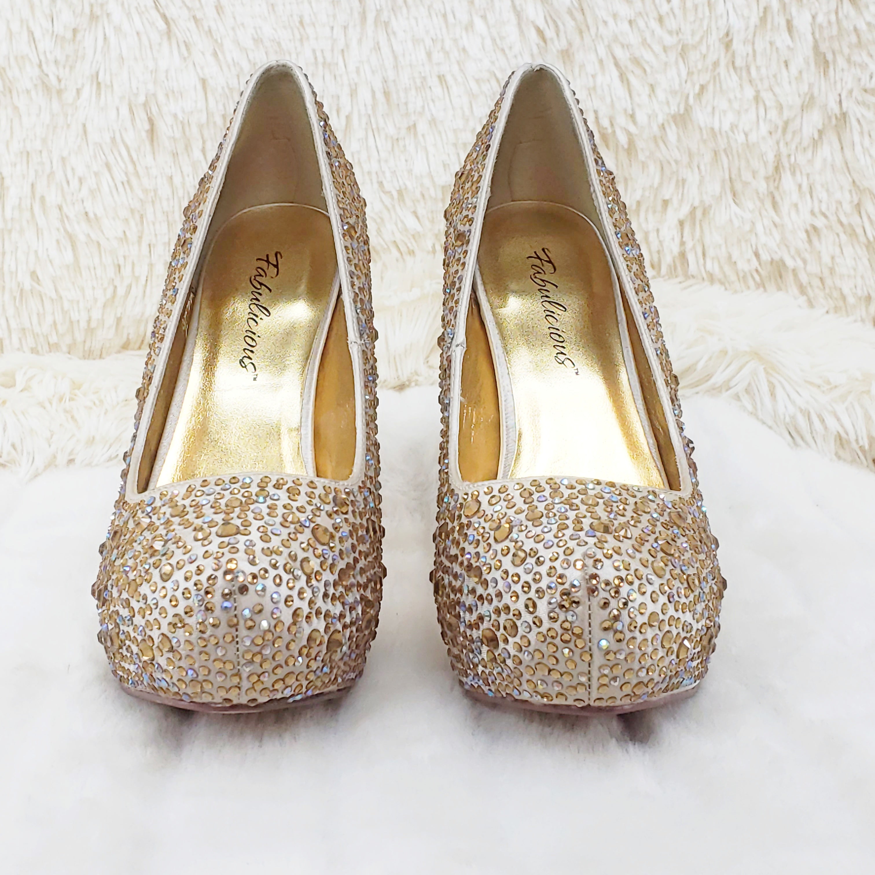 Felicity 20 Champagne Rhinestone Pumps - Totally Wicked Footwear