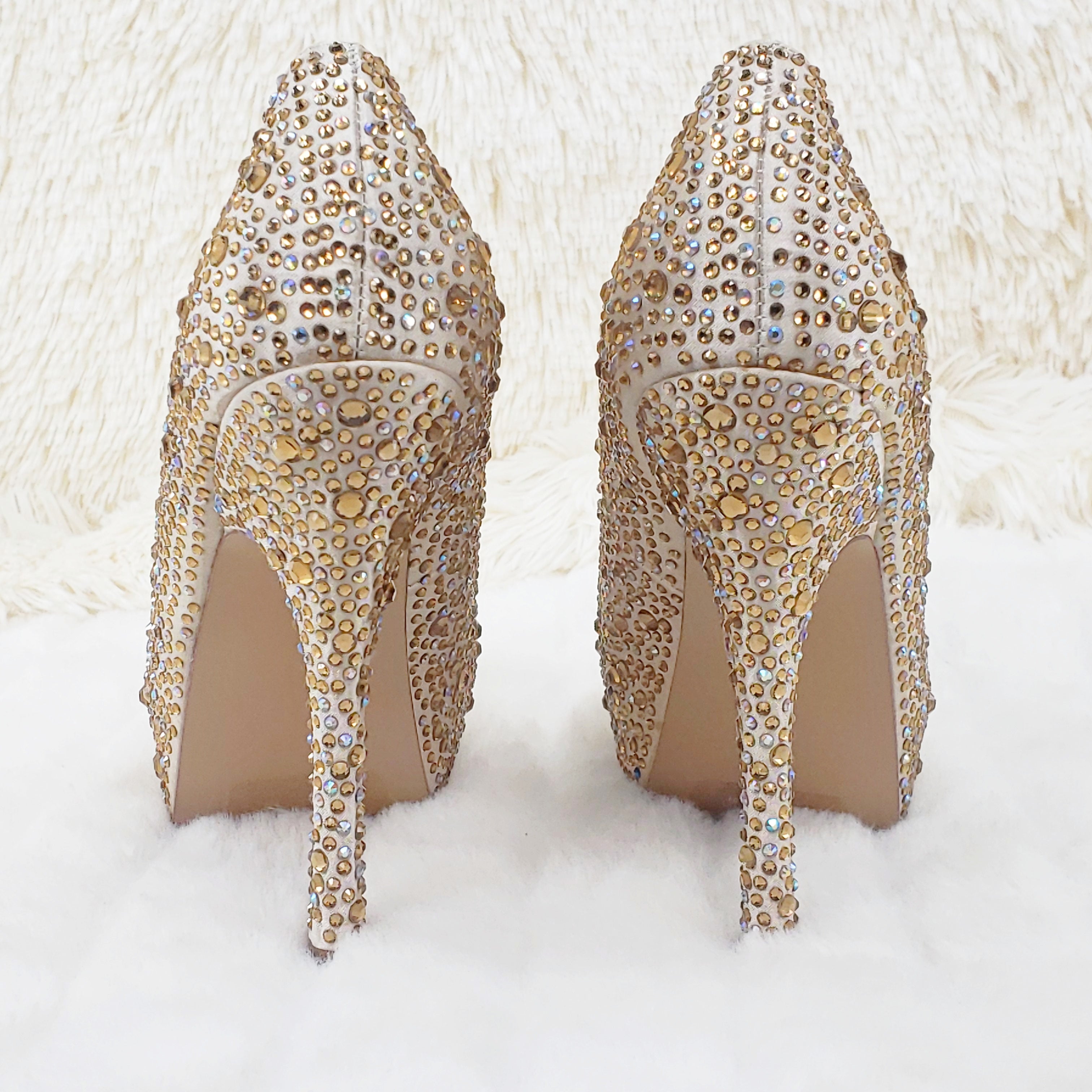 Felicity 20 Champagne Rhinestone Pumps - Totally Wicked Footwear