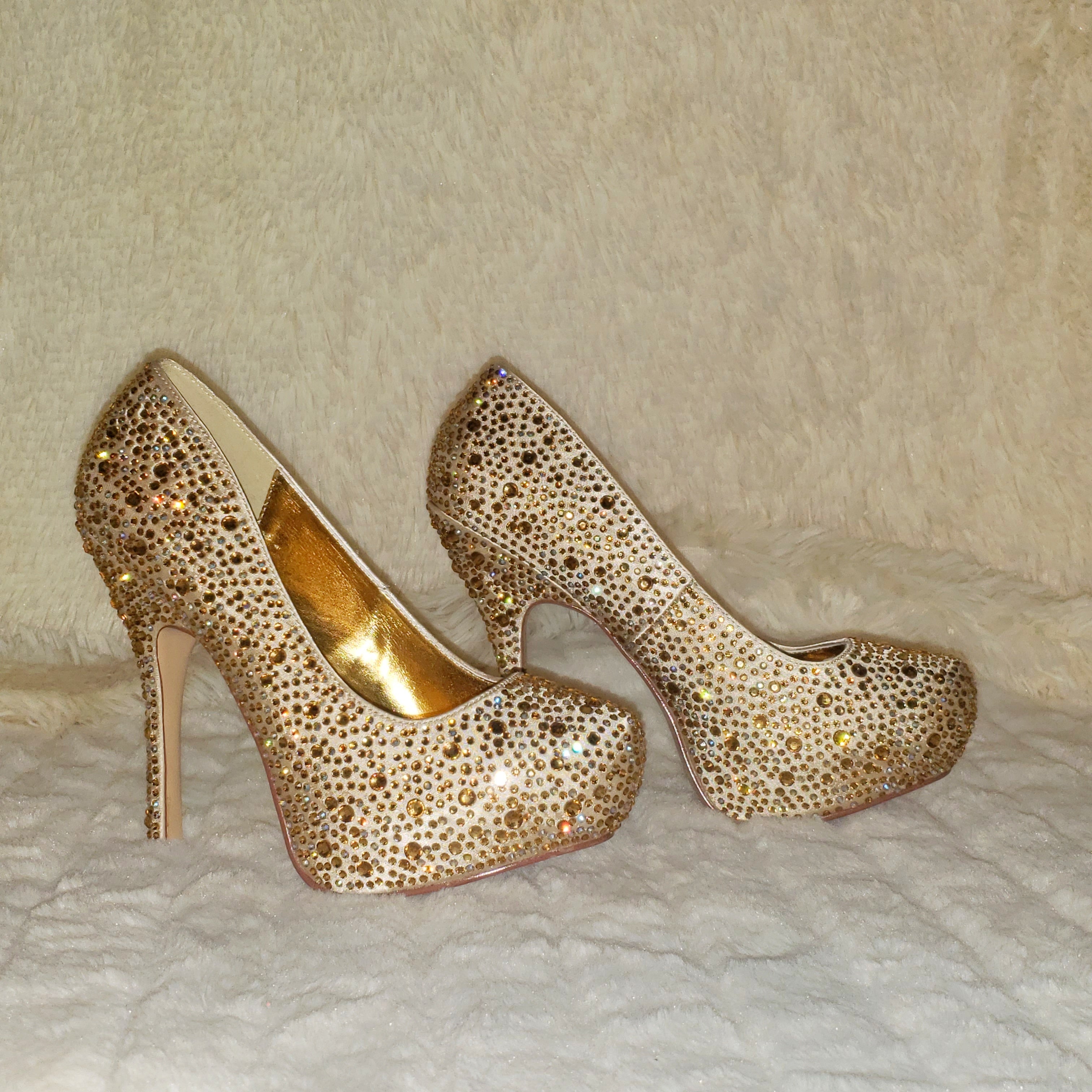 Felicity 20 Champagne Rhinestone Pumps - Totally Wicked Footwear