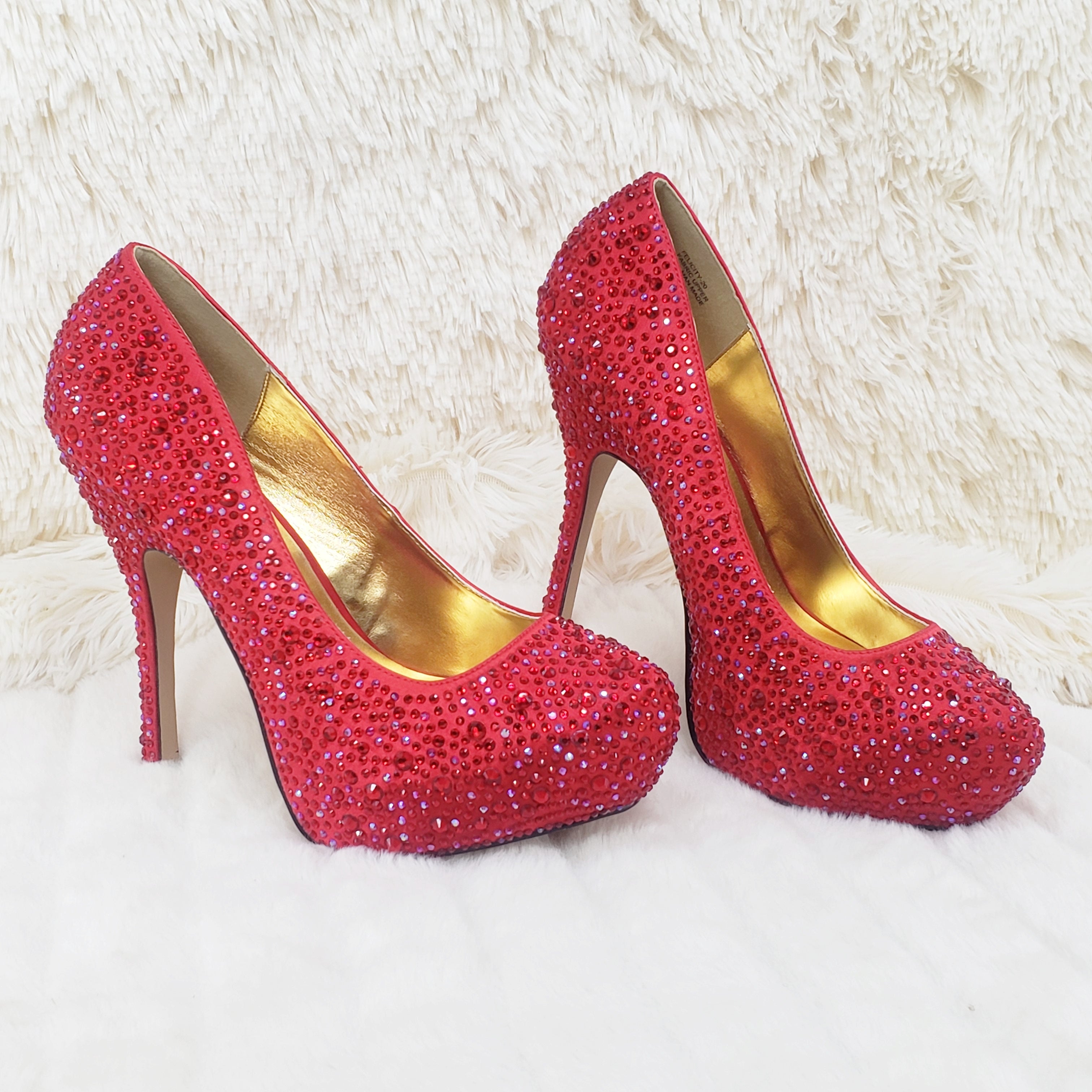 Felicity 20 Red Satin Rhinestone Pumps - Totally Wicked Footwear